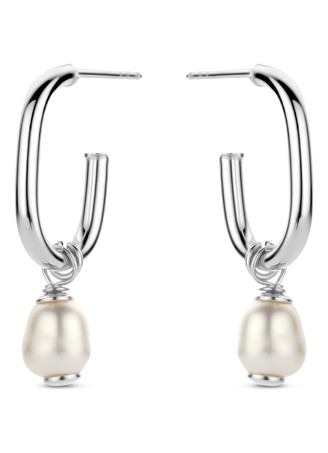Casa Jewelry Verona oorringen van zilver met zoetwaterparel - voorkant zilver