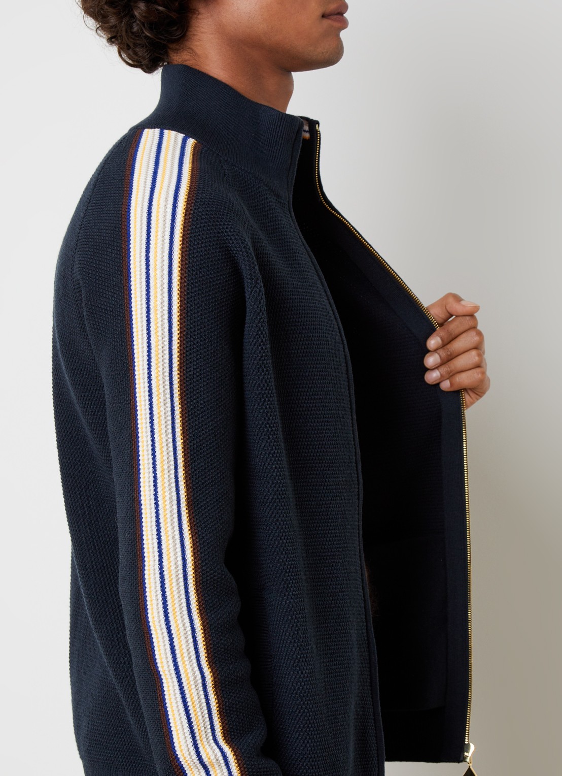 Casablanca Cafe culture fijngebreid vest met logo - detail 2 donkerblauw