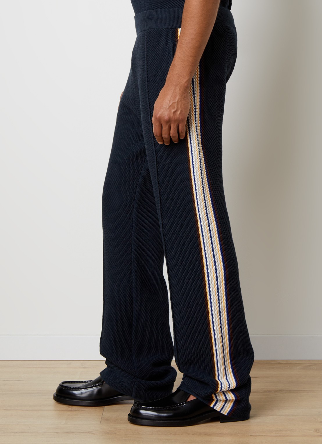 Casablanca Cafe culture straight fit broek in wolblend - detail 5 donkerblauw