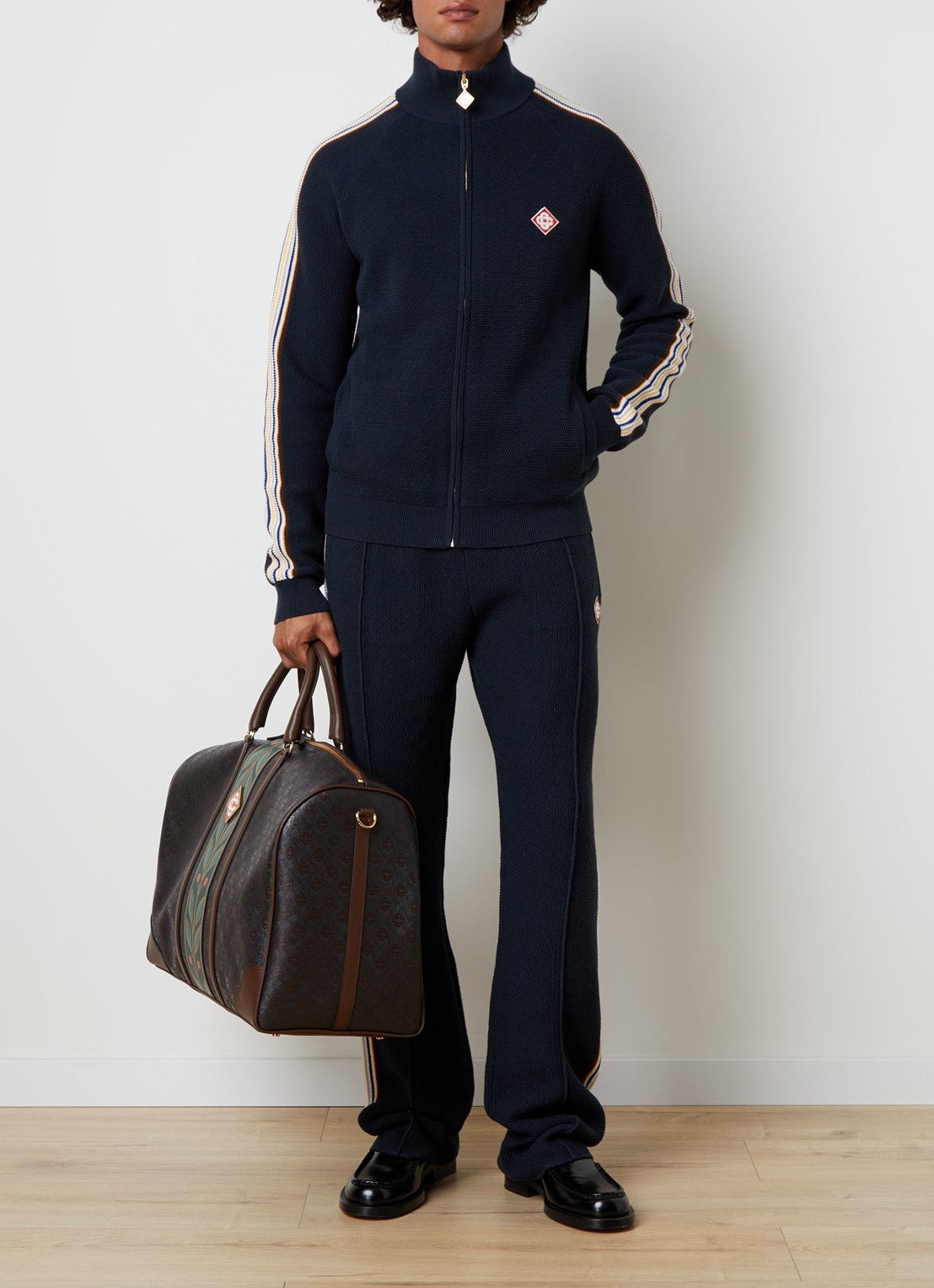 Casablanca Cafe culture straight fit broek in wolblend - voorkant 2 donkerblauw