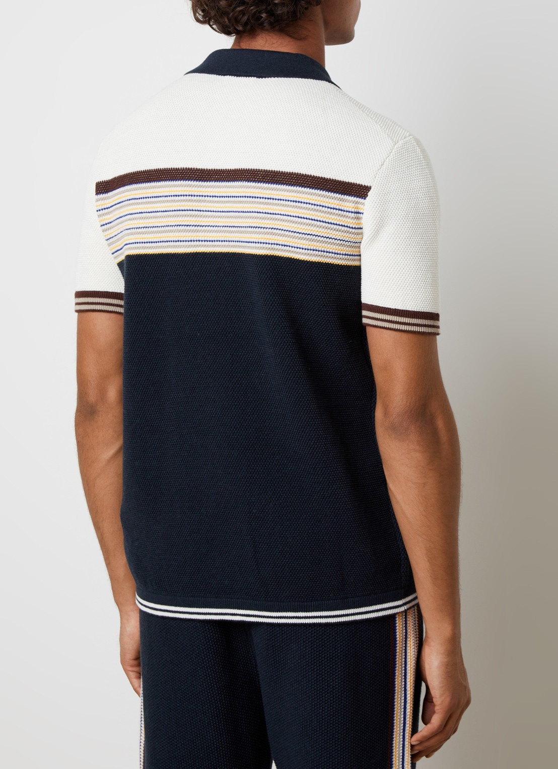 Casablanca Cafe stripe regular fit polo met logo - achterkant 3 donkerblauw