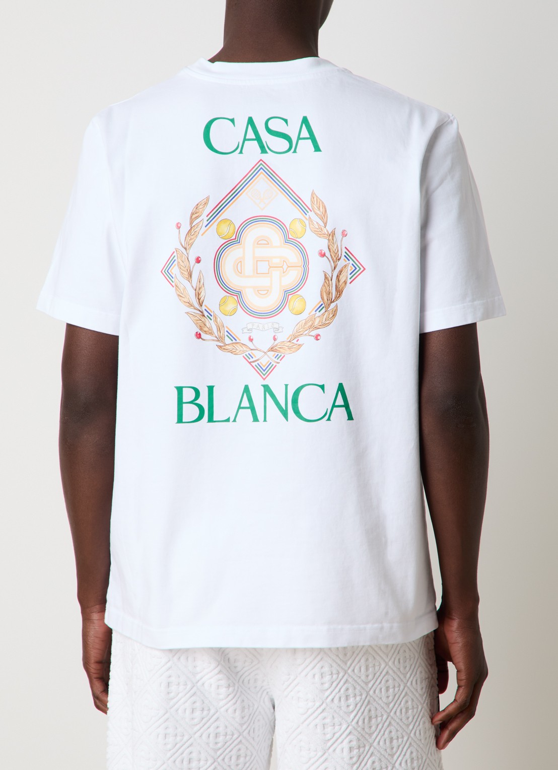 Casablanca Champion Diamon T-shirt met front- en backprint - detail wit