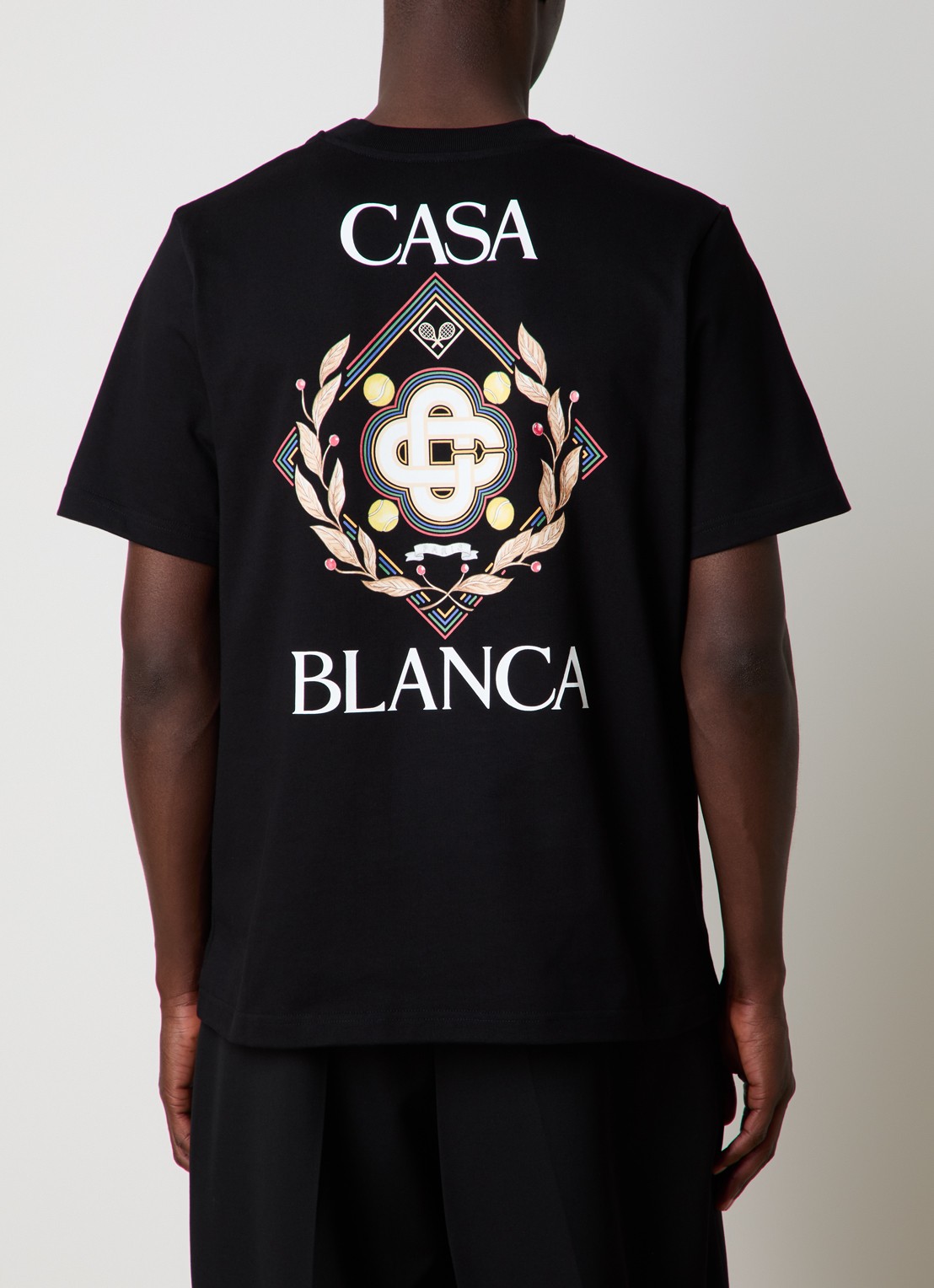 Casablanca Champion Diamon T-shirt met front- en backprint - detail zwart
