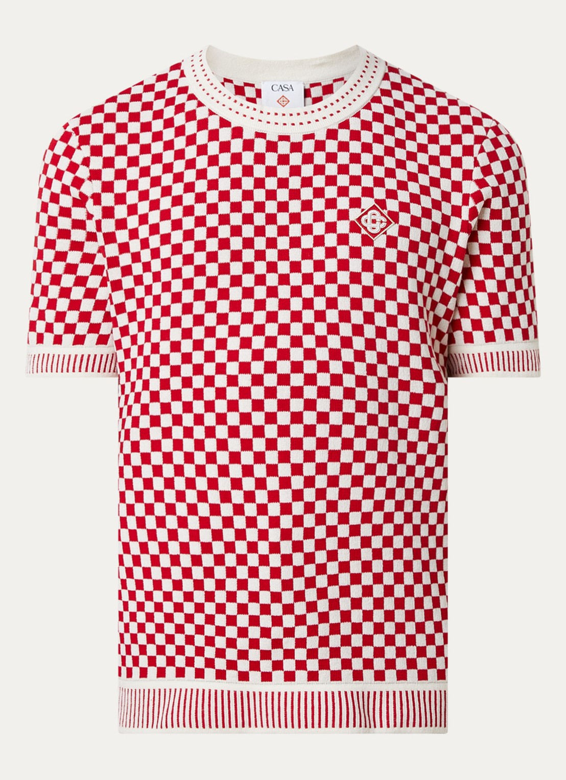 Casablanca Check T-shirt met ruitdessin - voorkant 3 rood