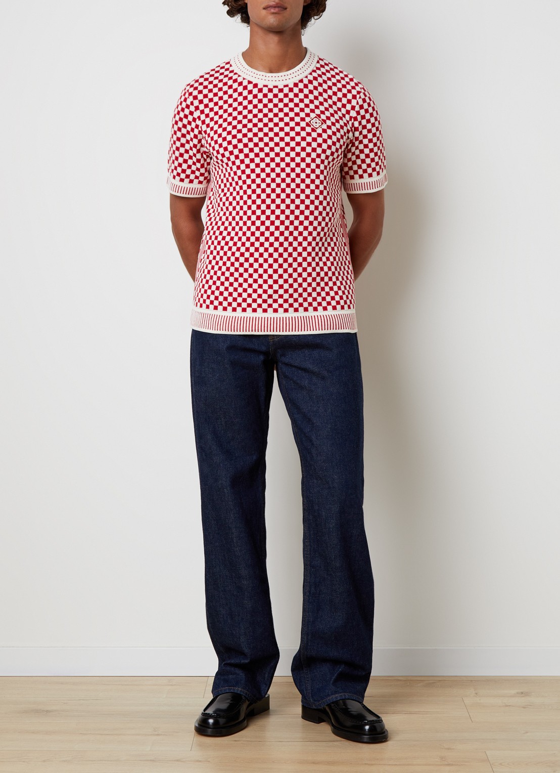 Casablanca Check T-shirt met ruitdessin - voorkant 4 rood
