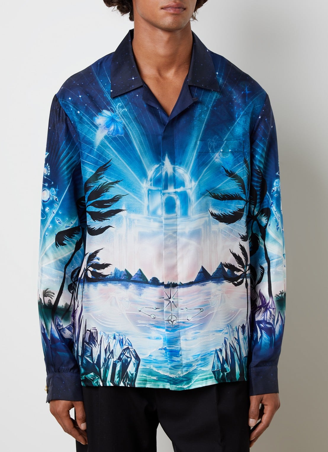 Casablanca Chrystal overhemd met print - detail 4 blauw