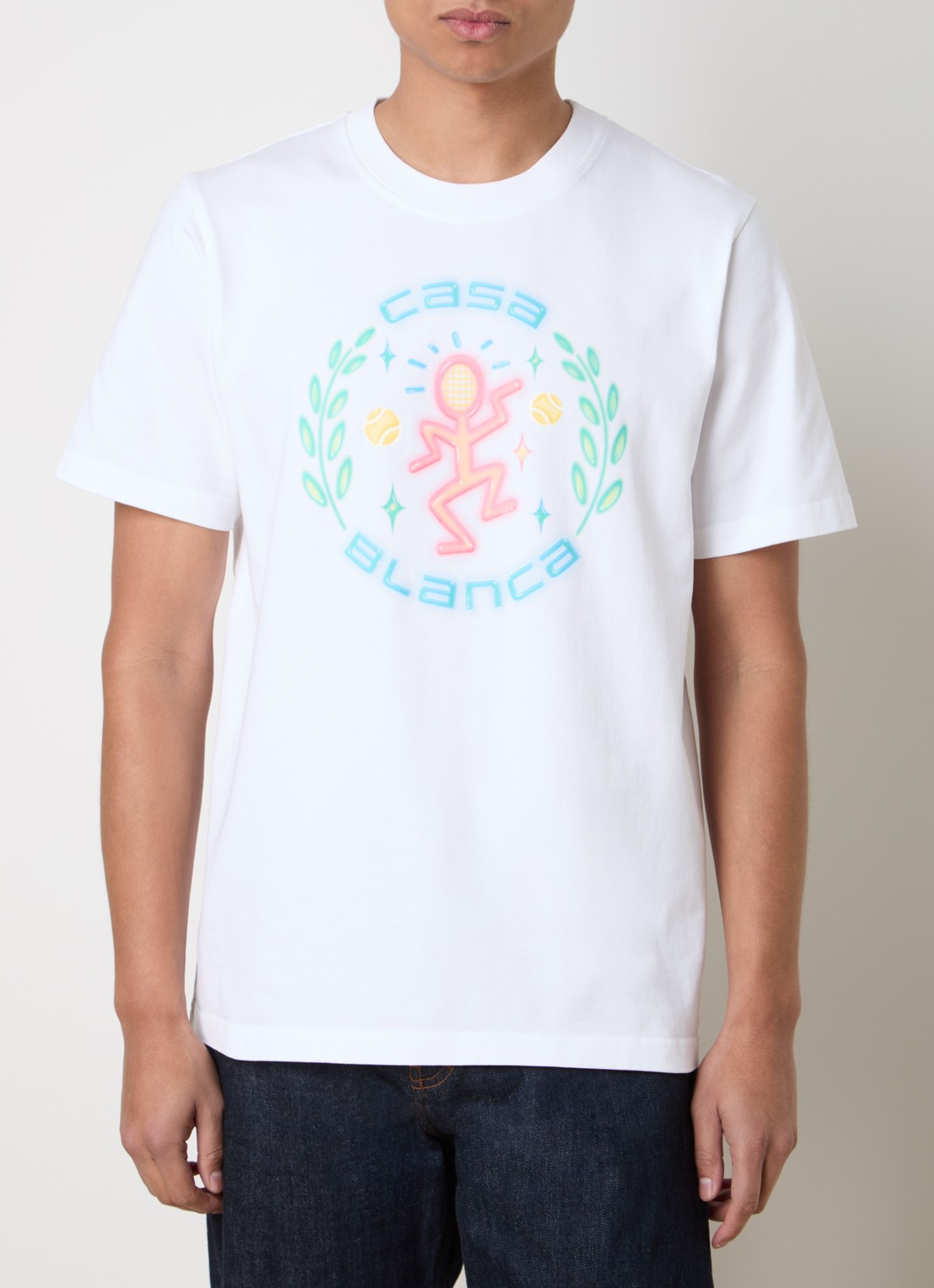 Casablanca Dance Joy T-shirt met logoprint - detail 2 gebroken wit
