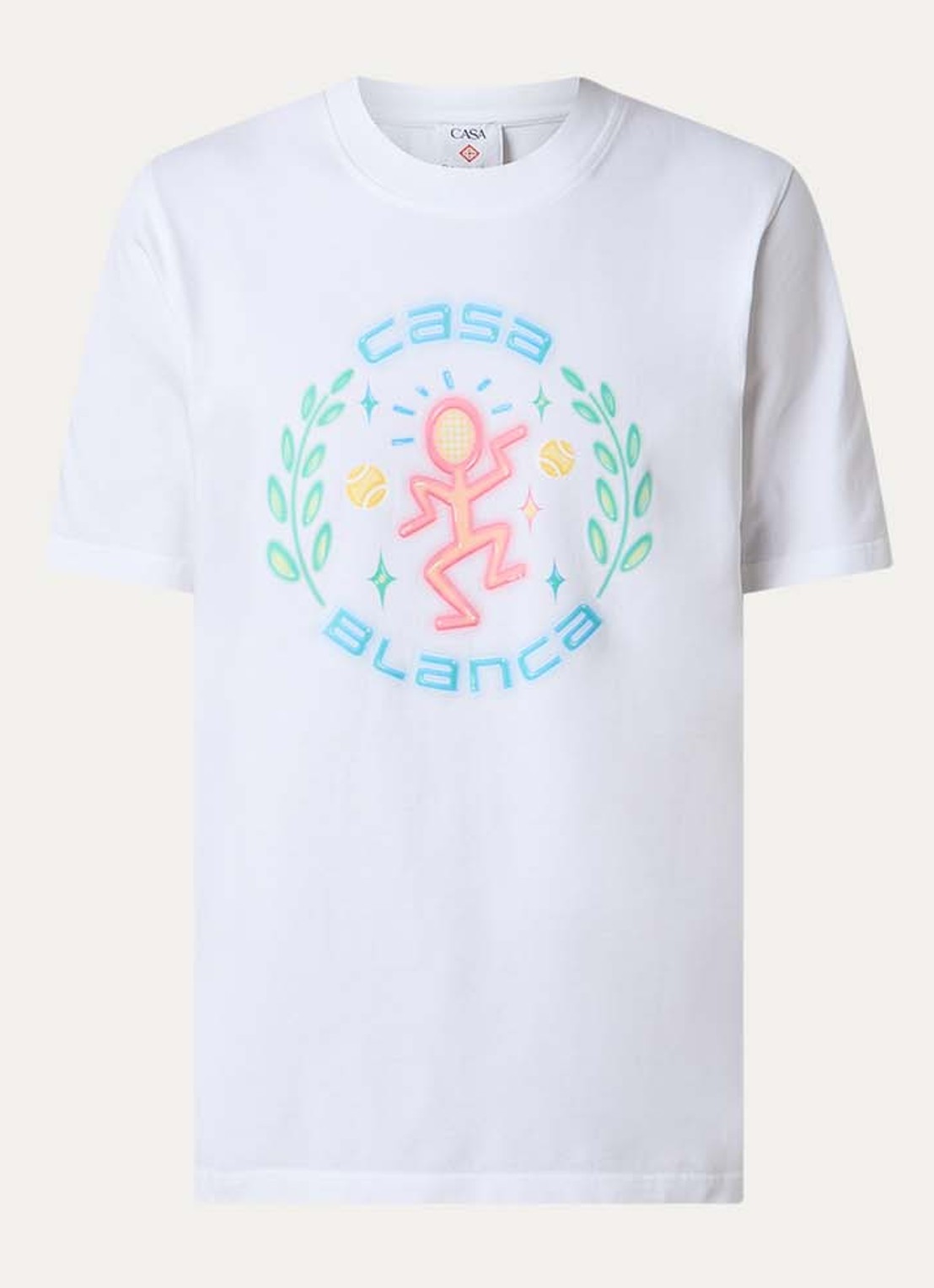 Casablanca Dance Joy T-shirt met logoprint - voorkant 4 gebroken wit