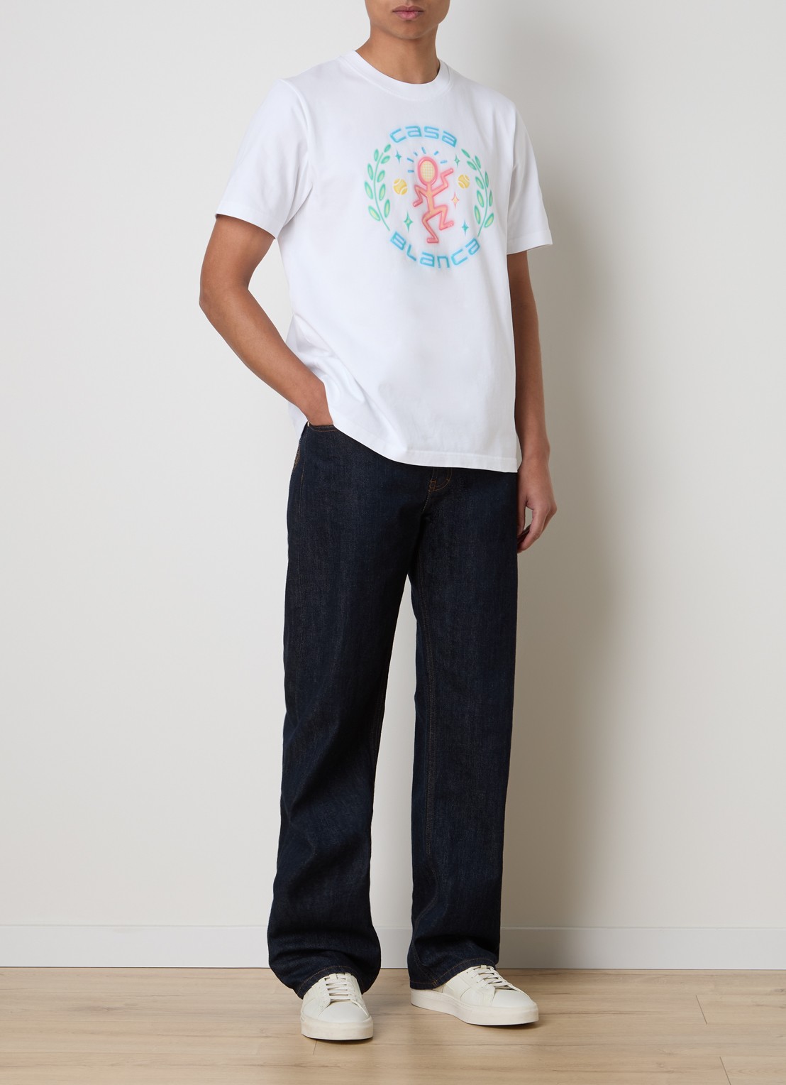 Casablanca Dance Joy T-shirt met logoprint - voorkant 5 gebroken wit