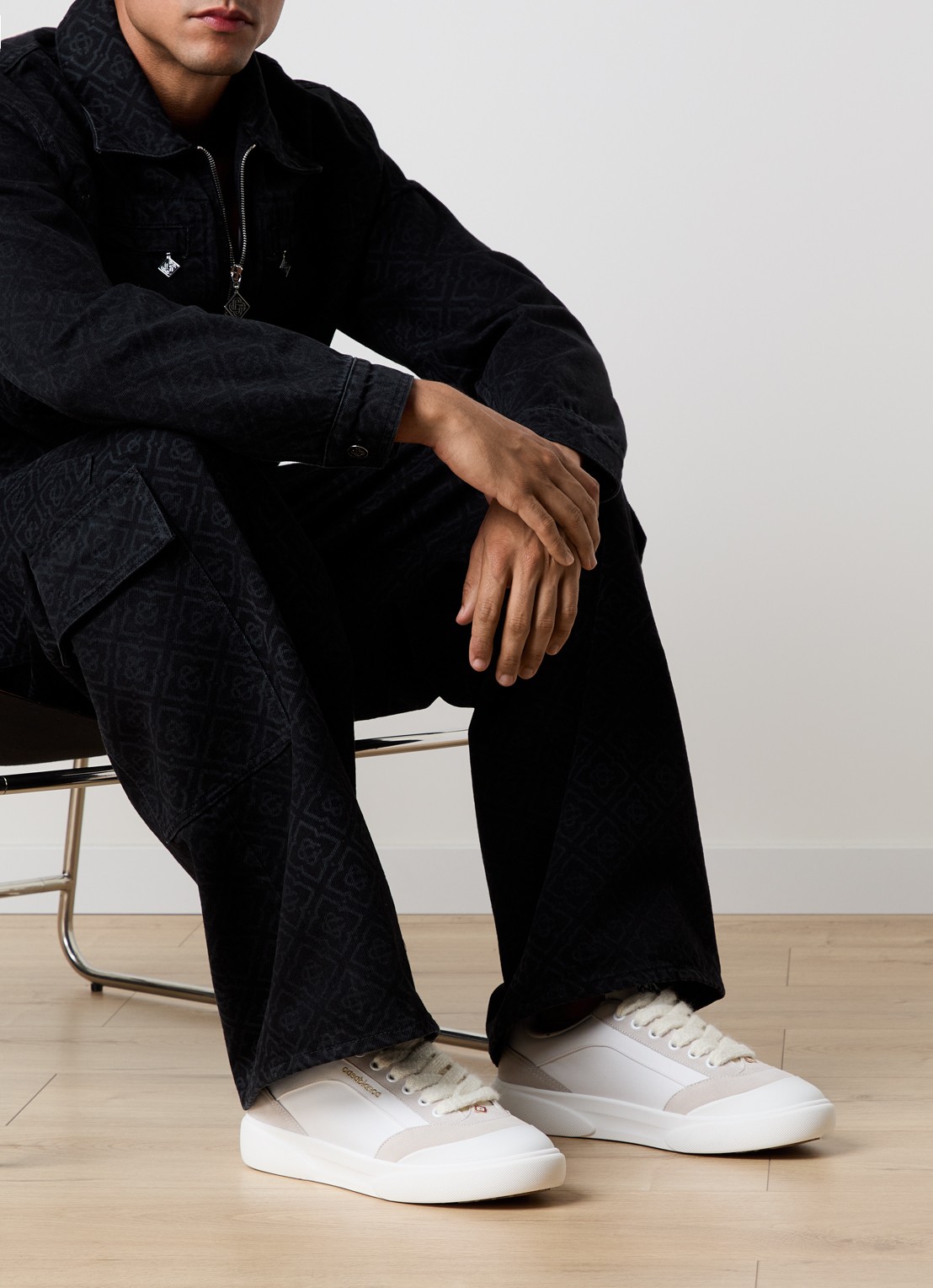 Casablanca Del Mar sneaker van canvas met suède details - voorkant 7 wit