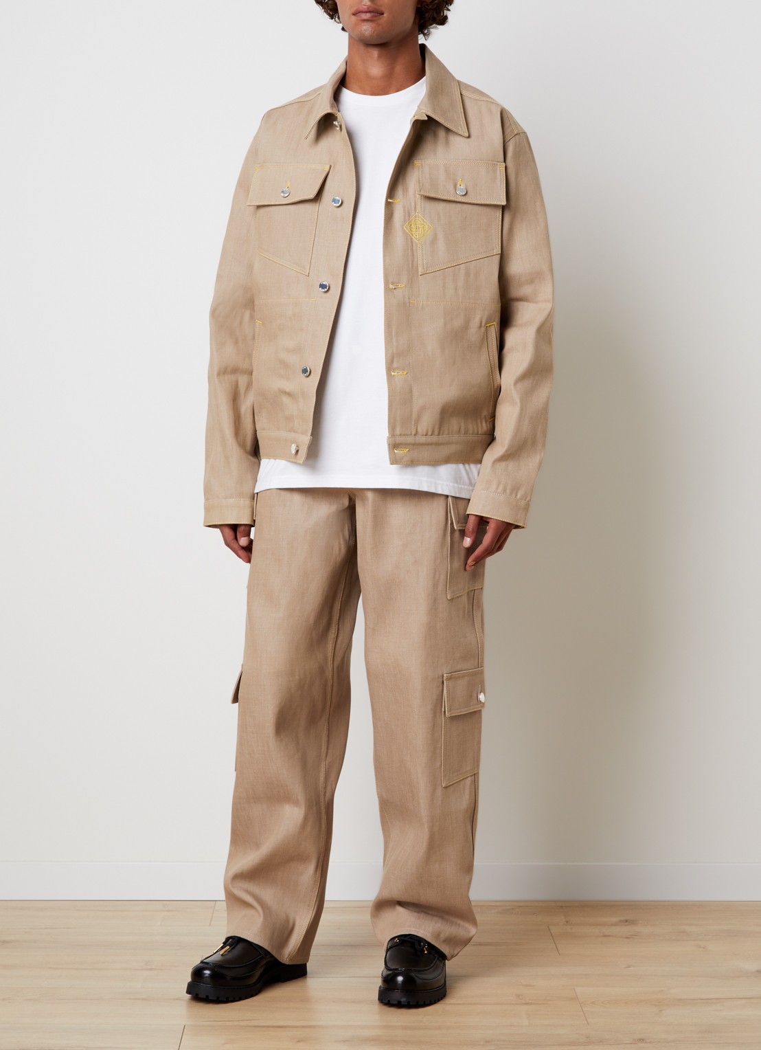 Casablanca Desert Canvas loose fit cargobroek van canvas - voorkant 5 beige