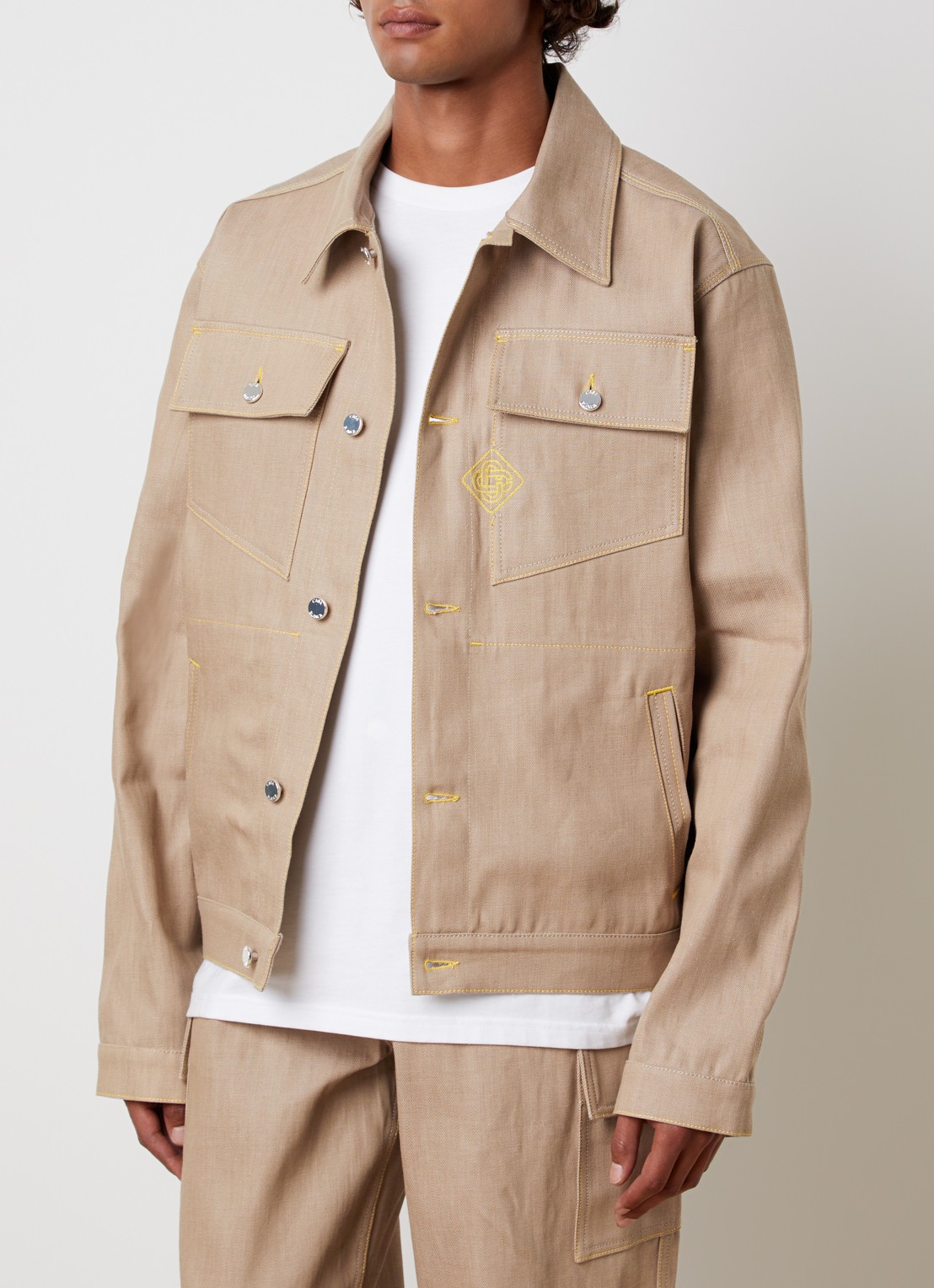 Casablanca Desert Canvas regular fit overshirt van canvas met klepzakken - detail 3 beige