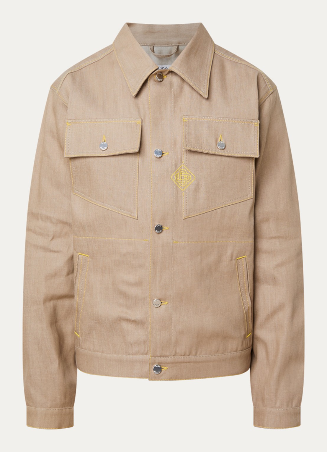 Casablanca Desert Canvas regular fit overshirt van canvas met klepzakken - voorkant beige