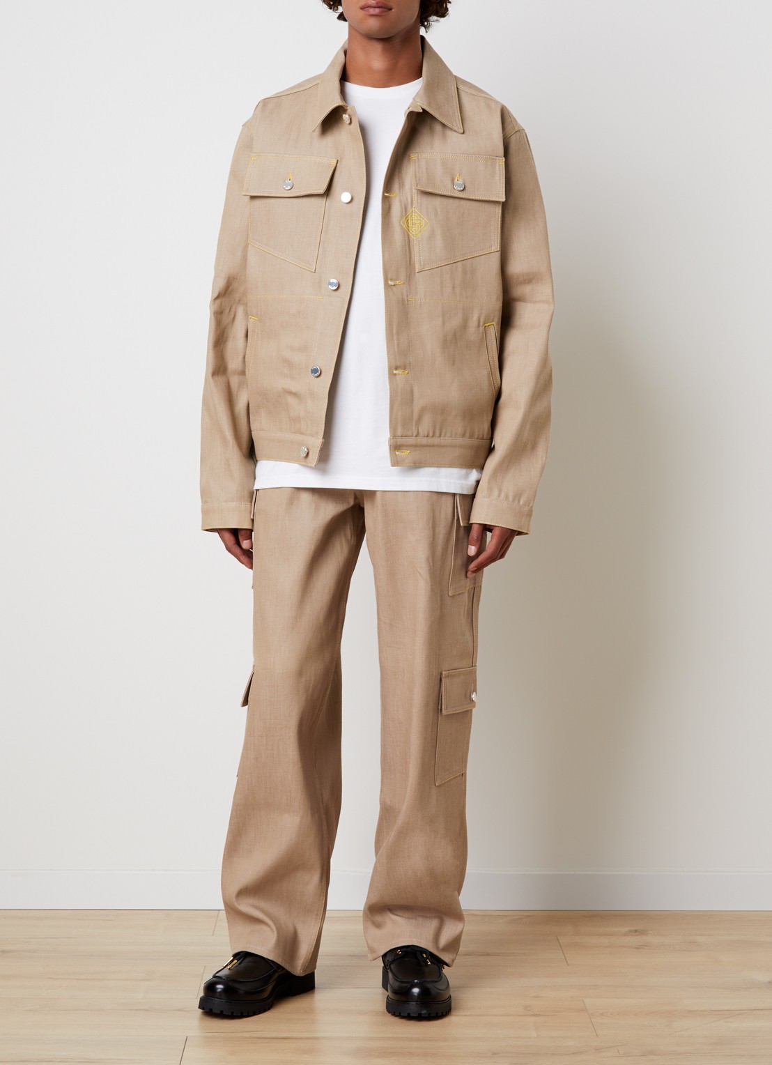 Casablanca Desert Canvas regular fit overshirt van canvas met klepzakken - voorkant 2 beige