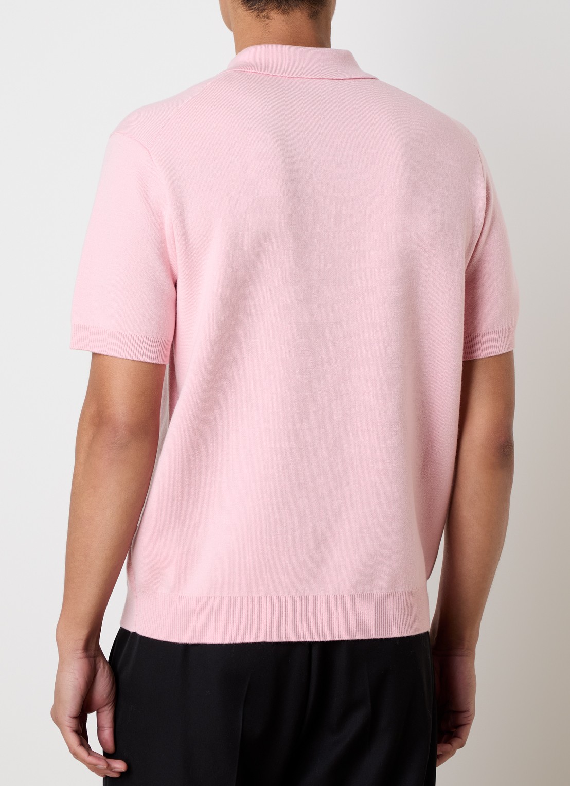 Casablanca Double Face fijngebreide polo van wol met logoborduring - achterkant 5 roze