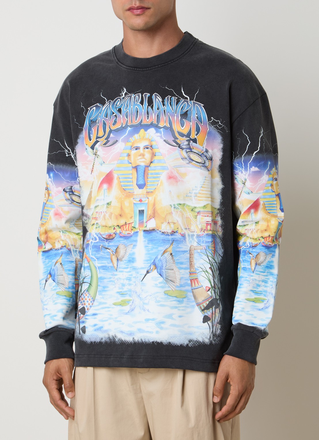 Casablanca Egypt As It Was longsleeve met logoprint - detail 3 zwart
