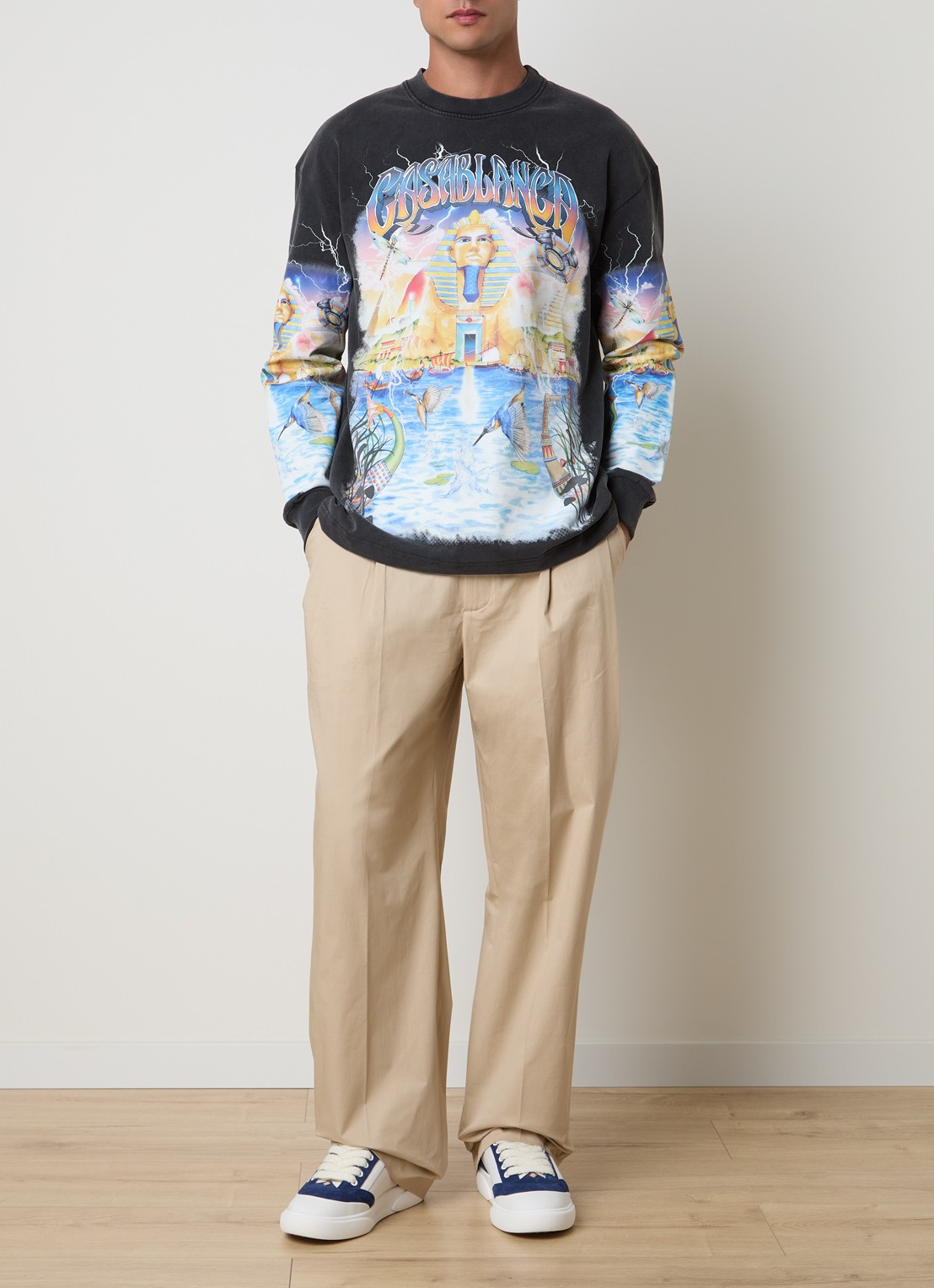 Casablanca Egypt As It Was longsleeve met logoprint - voorkant 2 zwart
