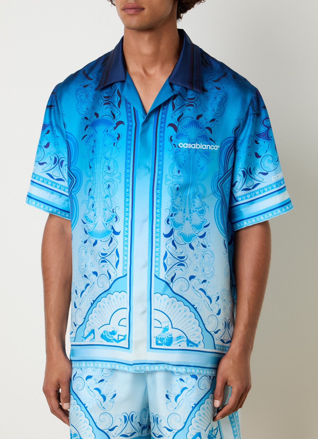 Casablanca Egyptian regular fit overhemd met print - detail blauw