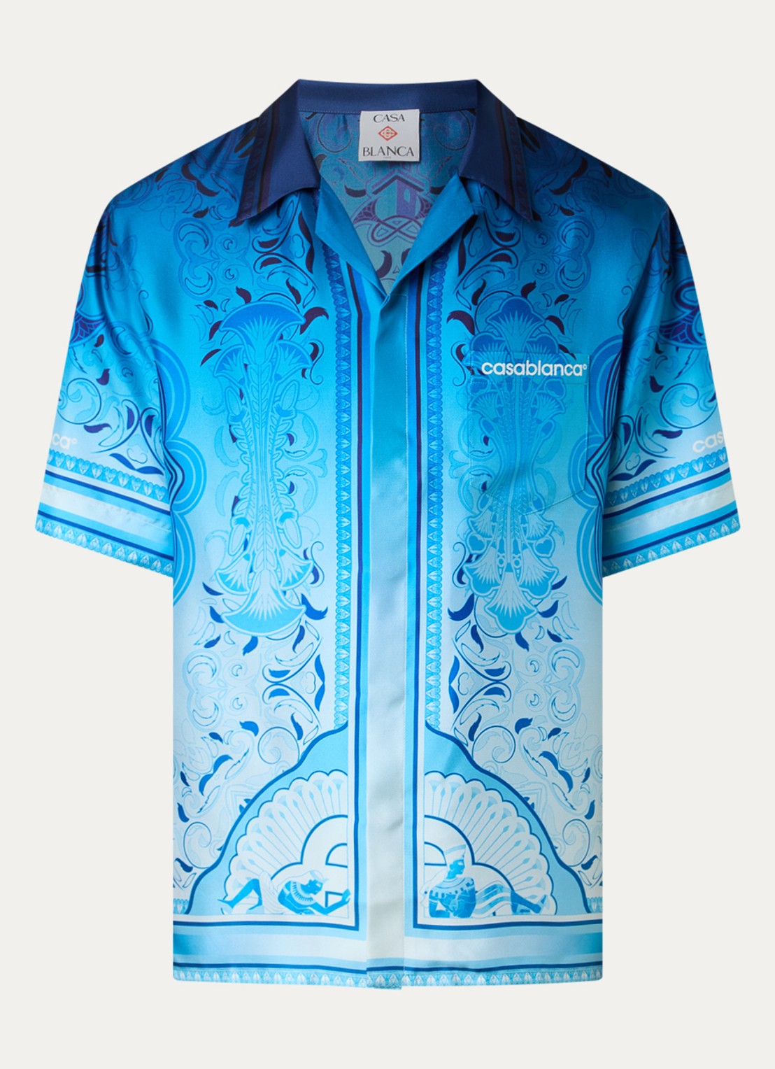 Casablanca Egyptian regular fit overhemd met print - voorkant 4 blauw