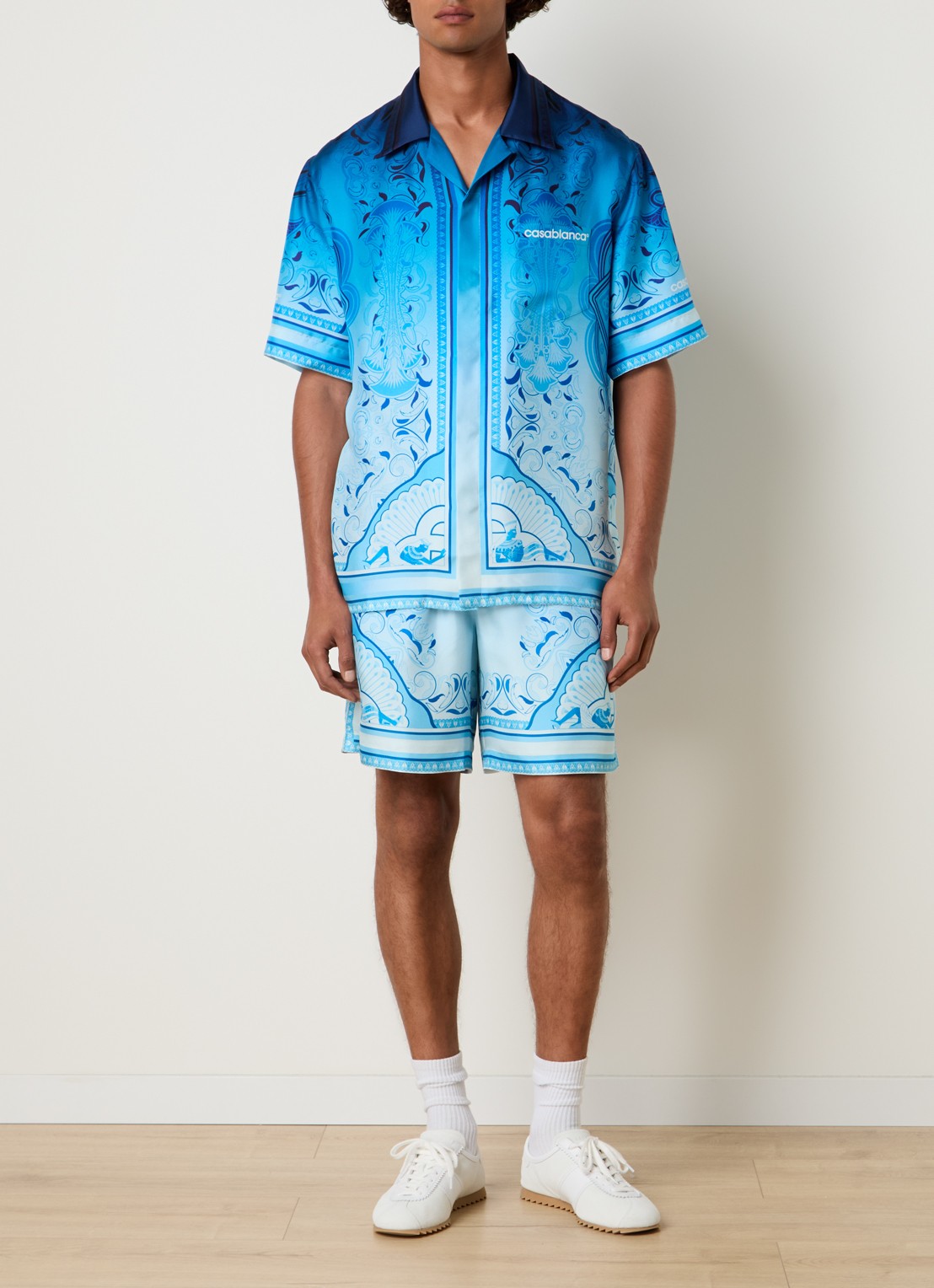 Casablanca Egyptian regular fit overhemd met print - voorkant 5 blauw