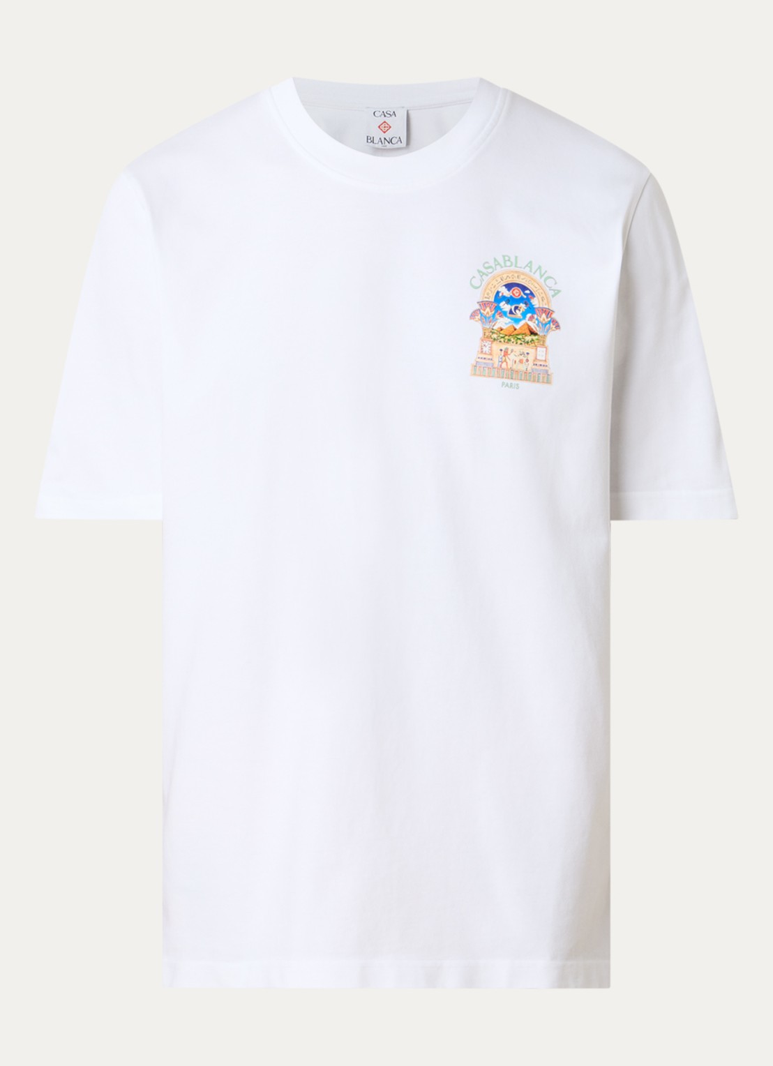 Casablanca Egyptian T-shirt met logo- en backprint - voorkant 3 wit