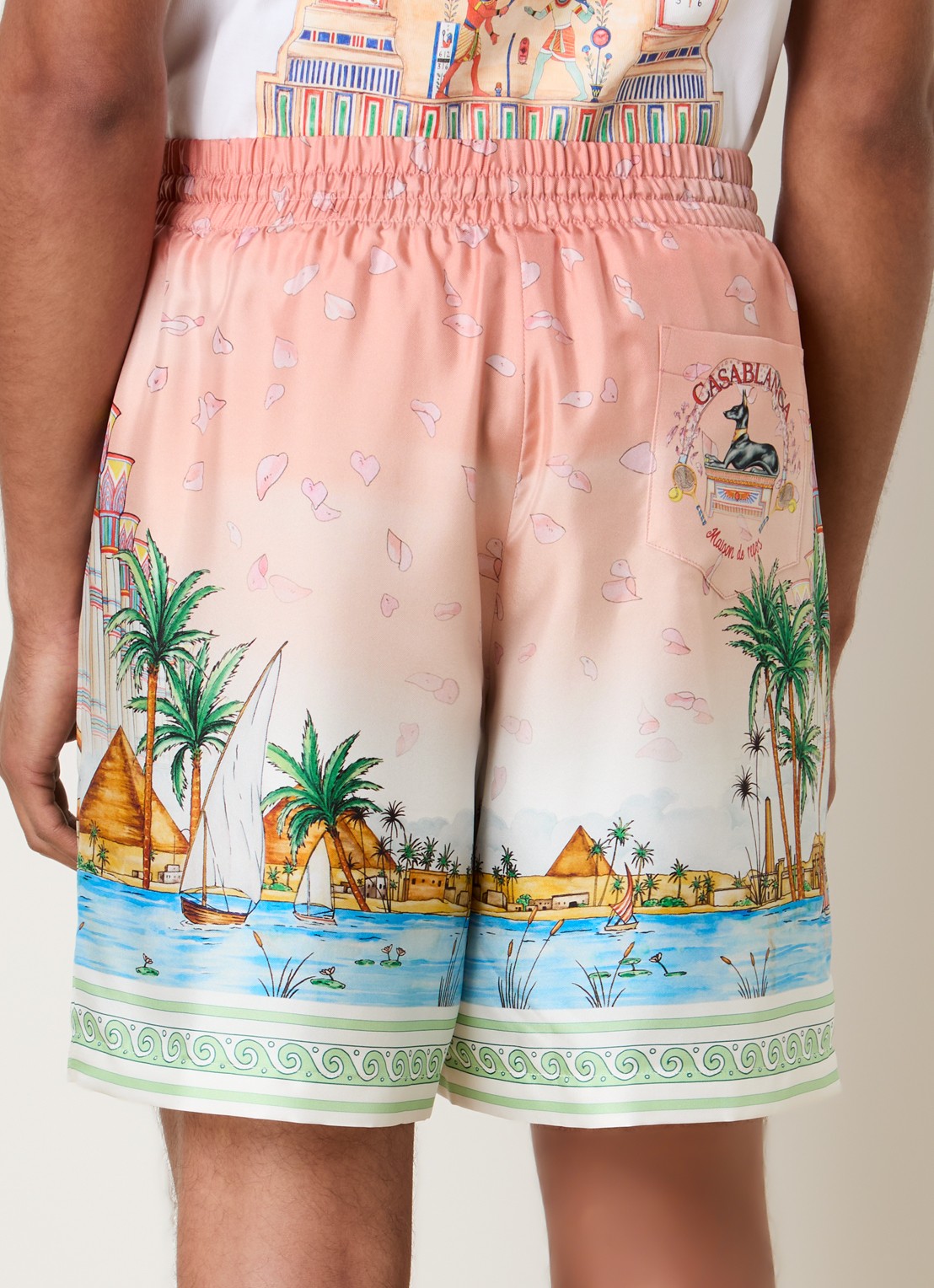 Casablanca Ethereal loose fit korte broek van zijde - achterkant multicolor