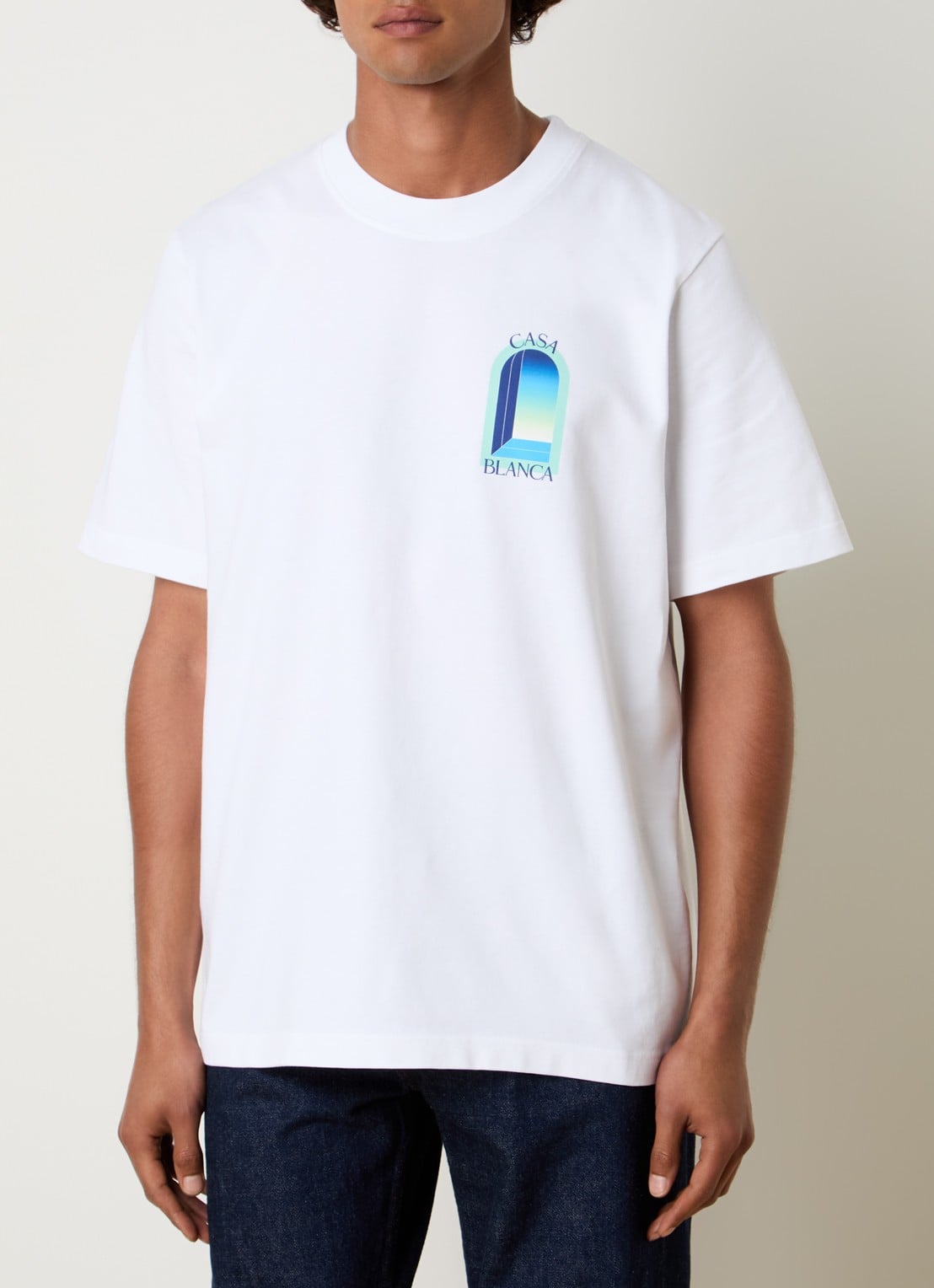 Casablanca Gradient T-shirt met logo- en backprint - achterkant wit