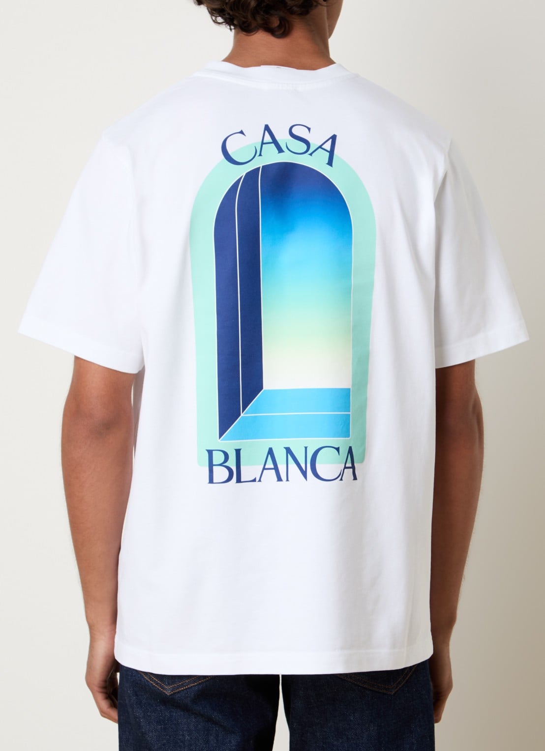 Casablanca Gradient T-shirt met logo- en backprint - detail 2 wit