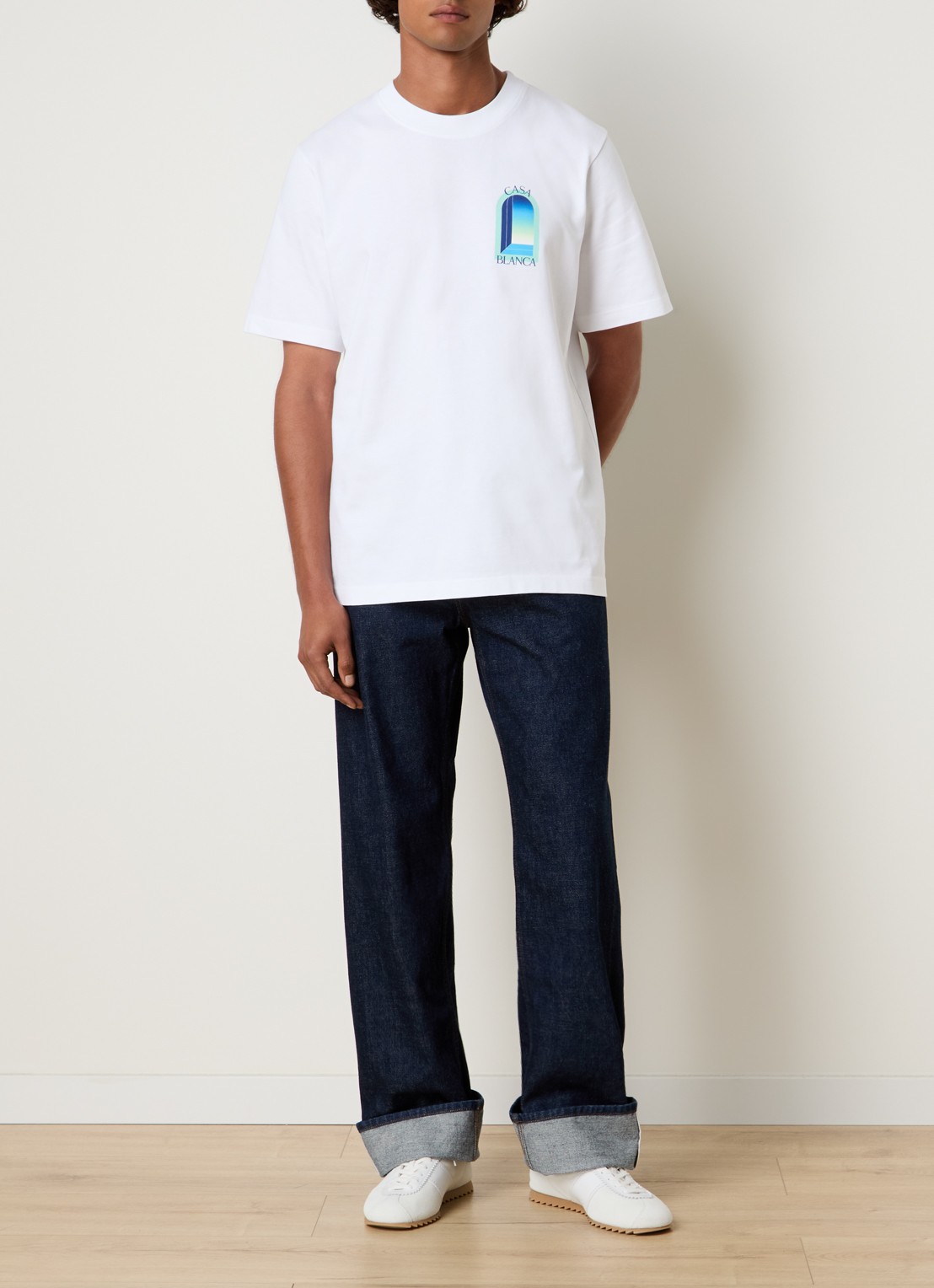 Casablanca Gradient T-shirt met logo- en backprint - voorkant 5 wit