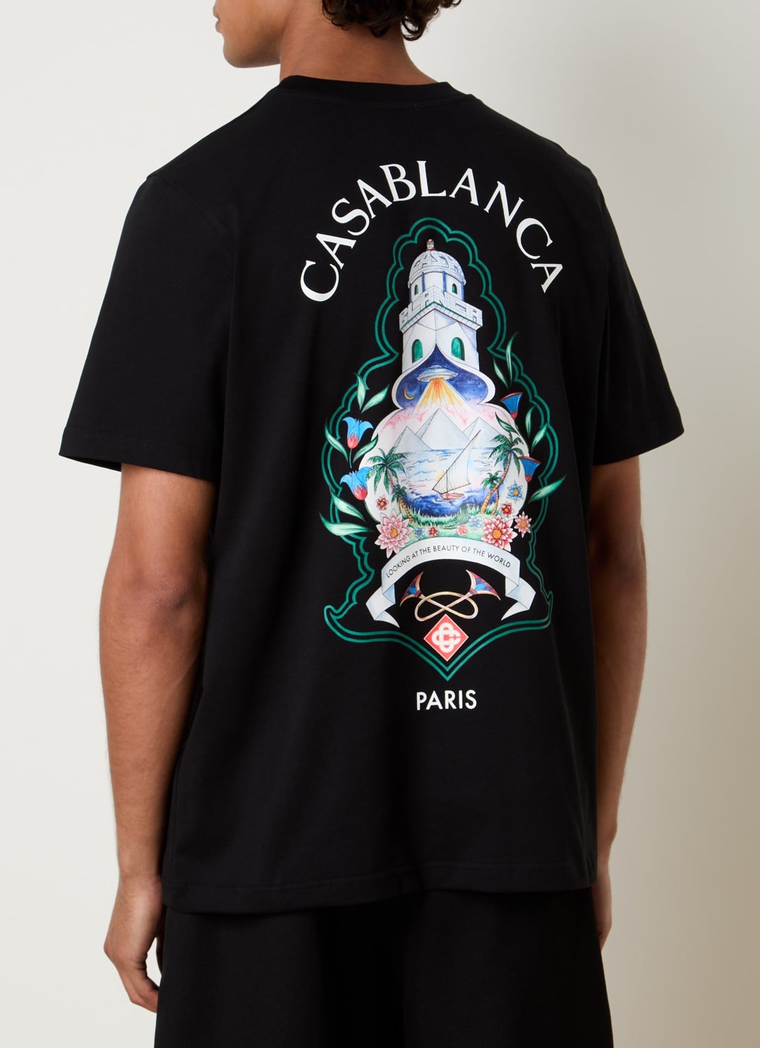 Casablanca Gradient T-shirt met logo- en backprint - detail 3 zwart