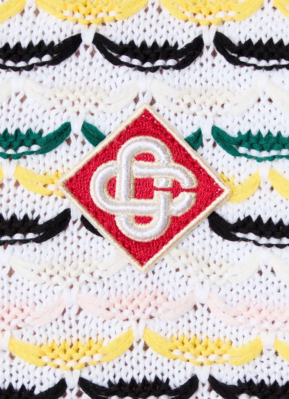 Casablanca Grofgebreid overhemd met streepprint en logo - detail 2 donkergroen