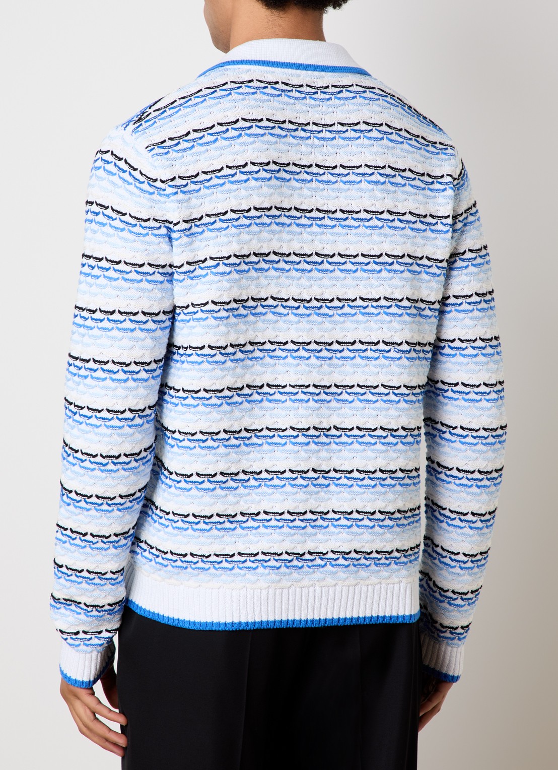 Casablanca Grofgebreide trui met polokraag en logo - achterkant blauw