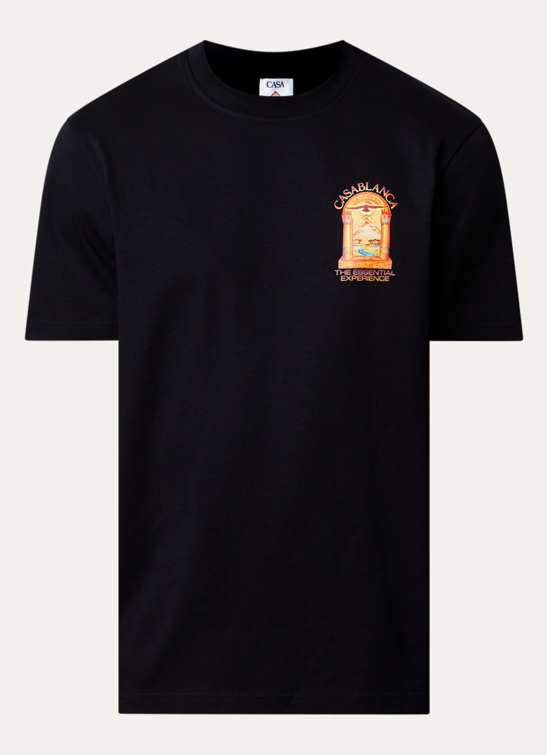 Casablanca Hermons T-shirt met logo- en backprint - voorkant 4 zwart
