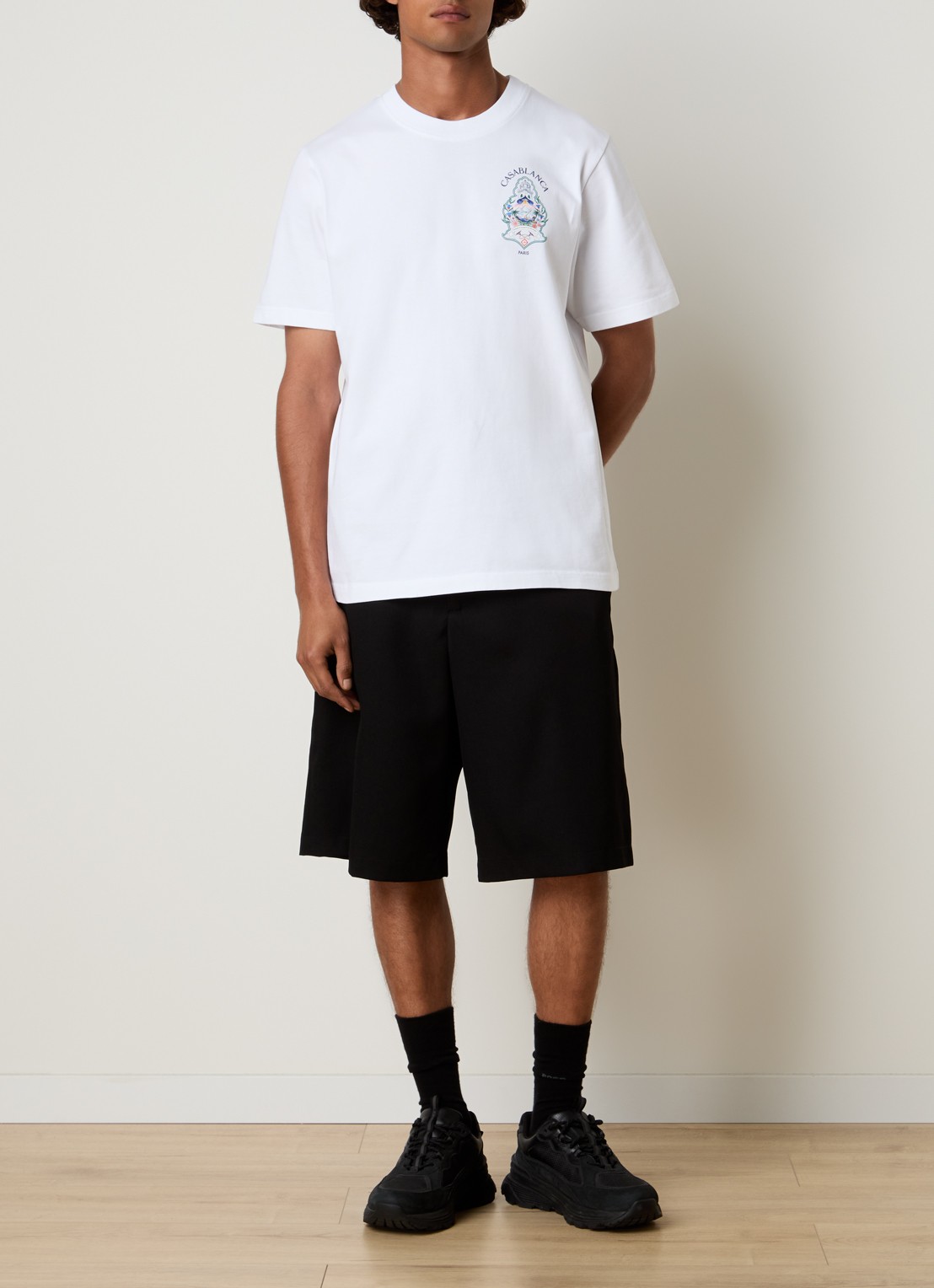 Casablanca Hotel T-shirt met logo- en backprint - voorkant 2 wit