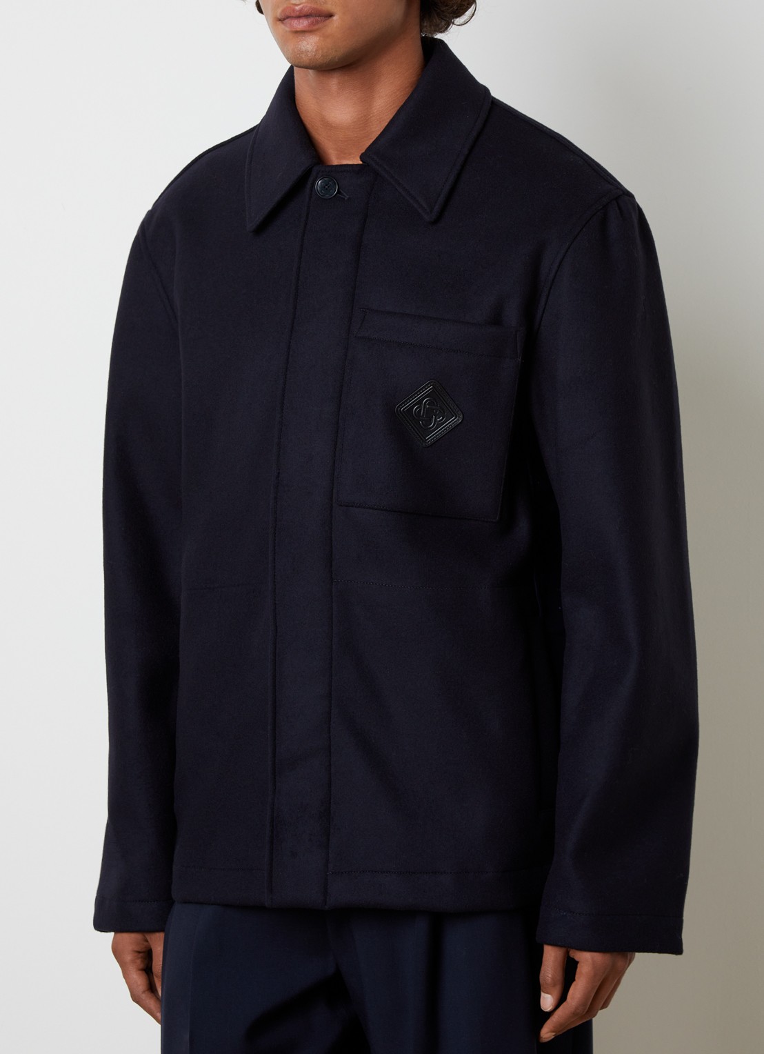Casablanca Jack in wolblend met details van kalfsleer - detail 3 donkerblauw