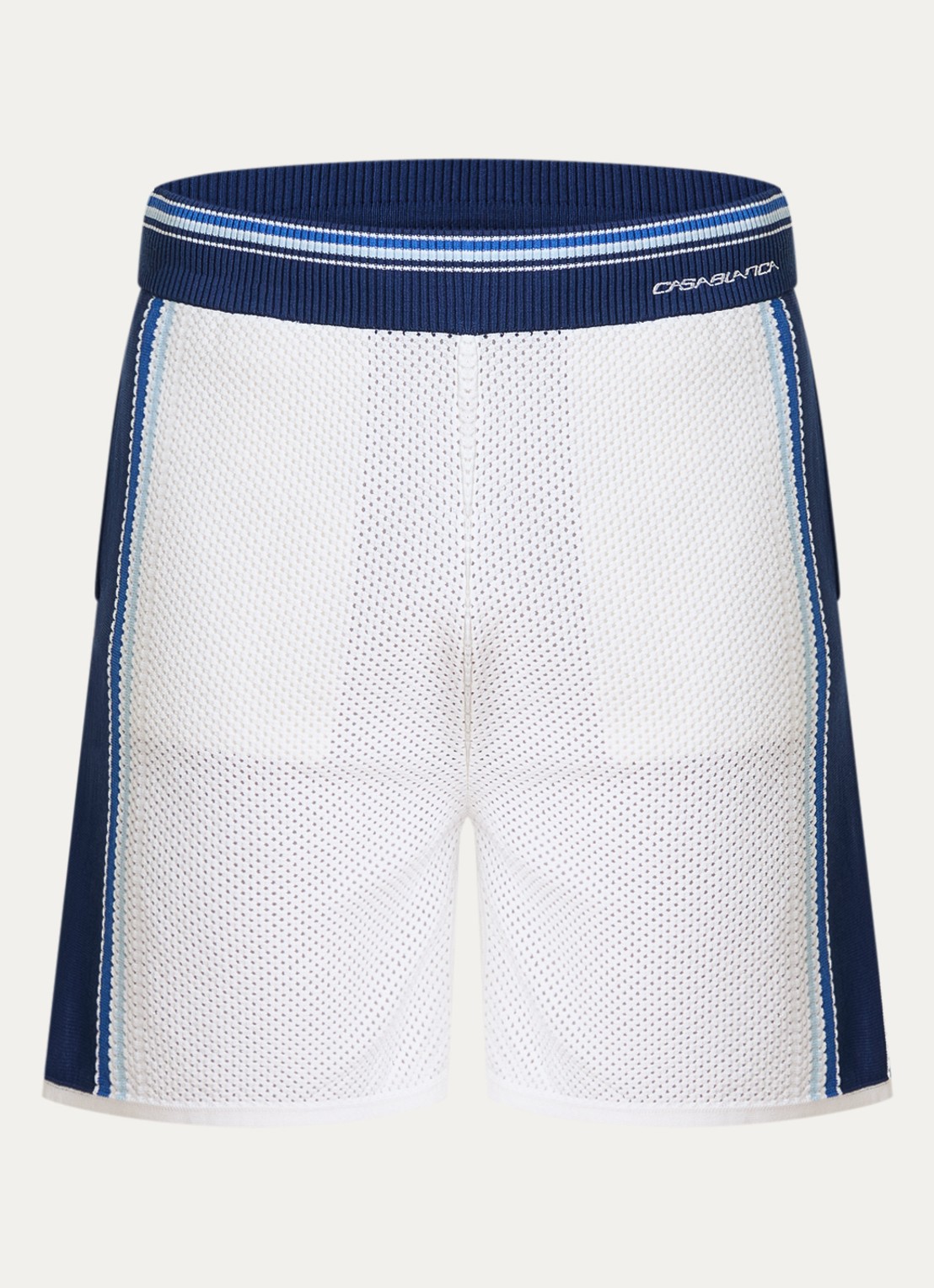Casablanca Korte broek met opengewerkt dessin en logo - voorkant donkerblauw
