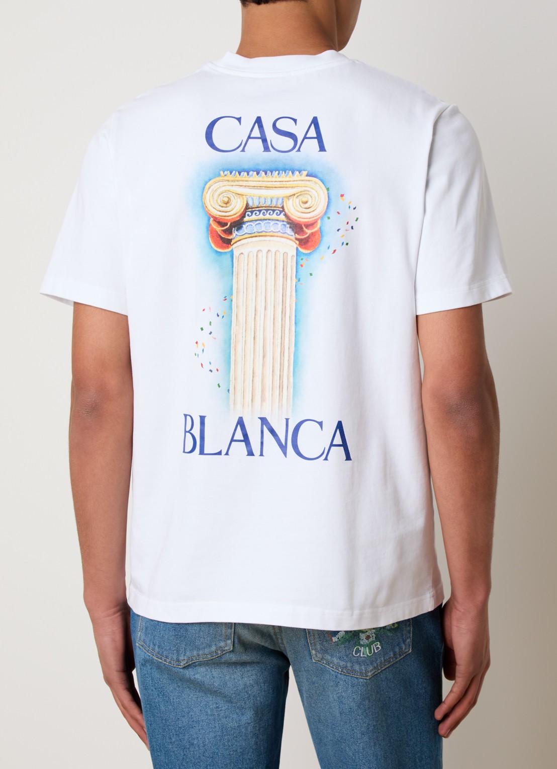 Casablanca La Colomne T-shirt van  katoen met front- en backprint - detail wit