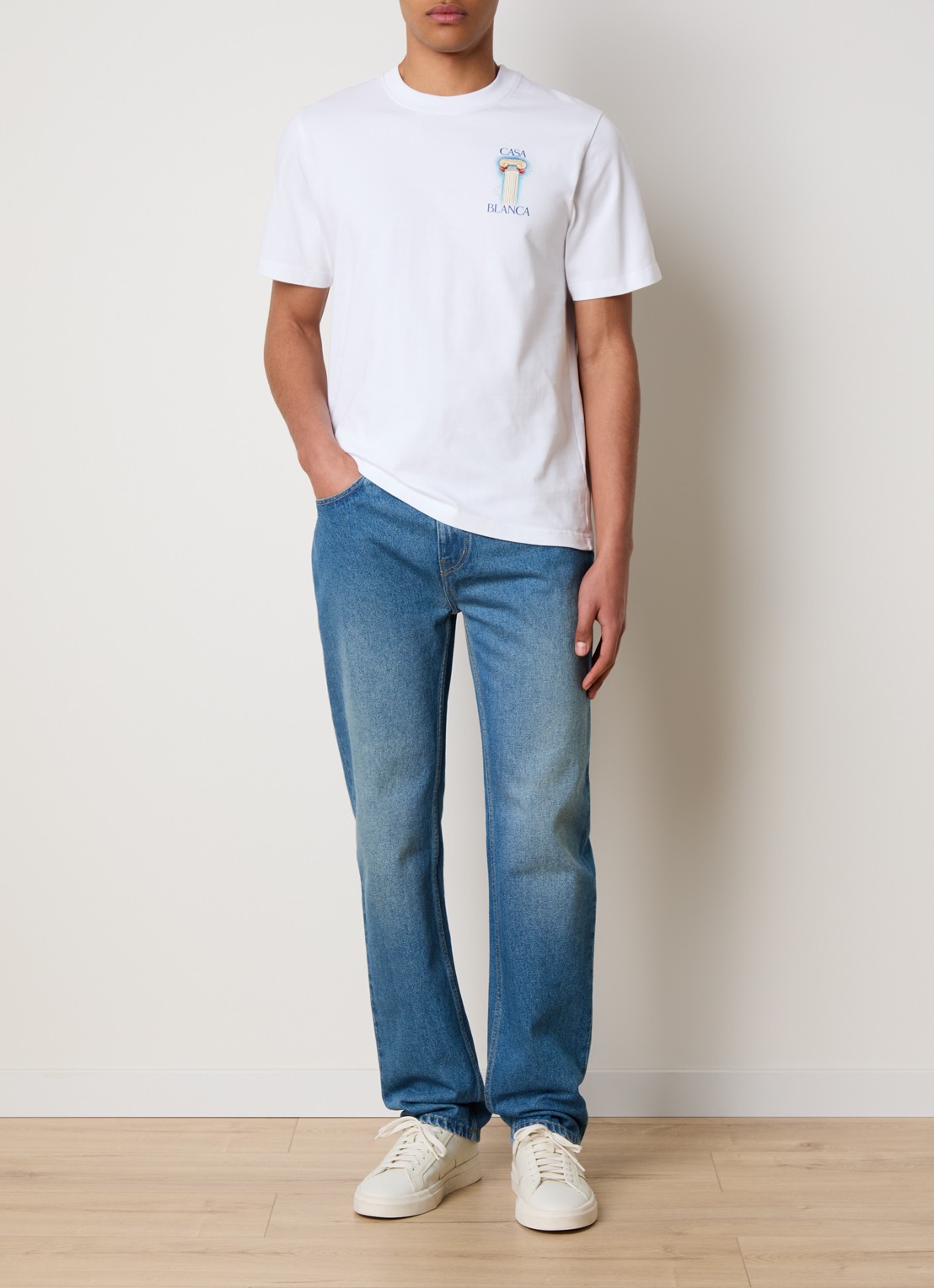 Casablanca La Colomne T-shirt van  katoen met front- en backprint - voorkant 4 wit