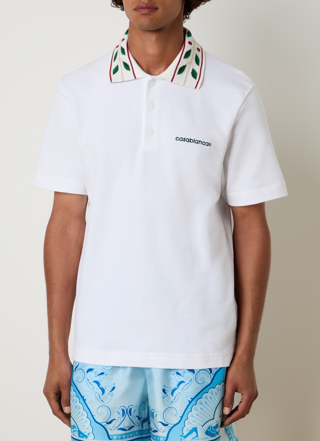 Casablanca Laurel regular fit polo met logo - detail wit