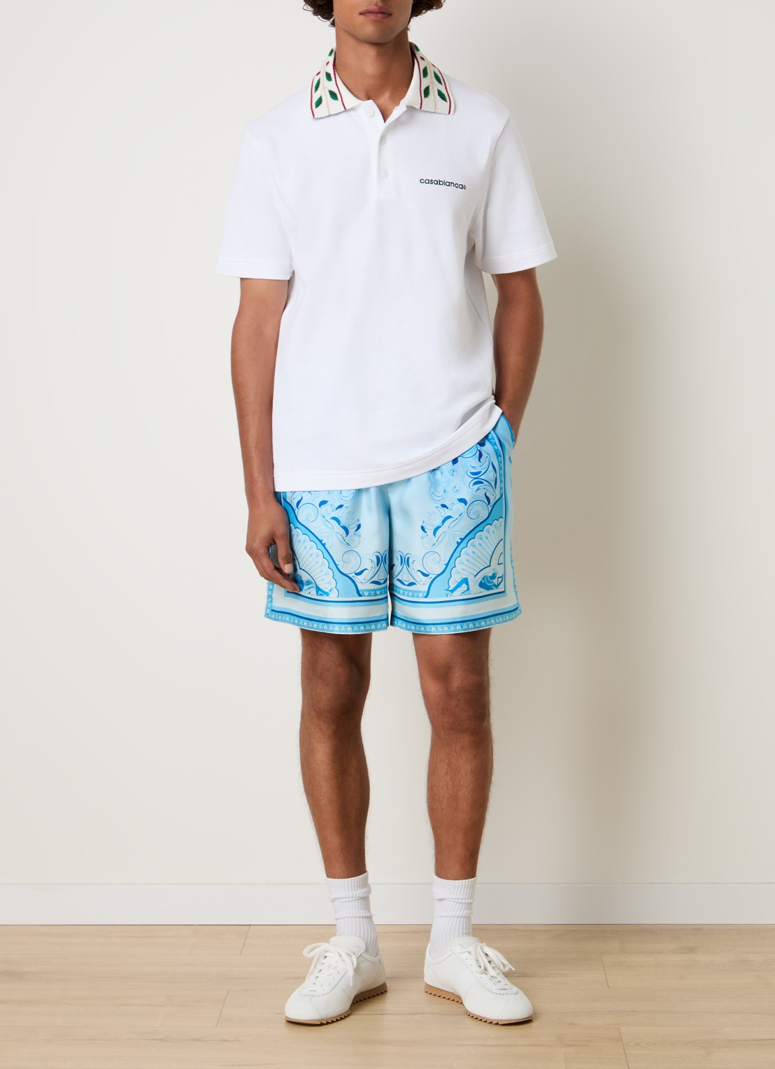 Casablanca Laurel regular fit polo met logo - voorkant 4 wit