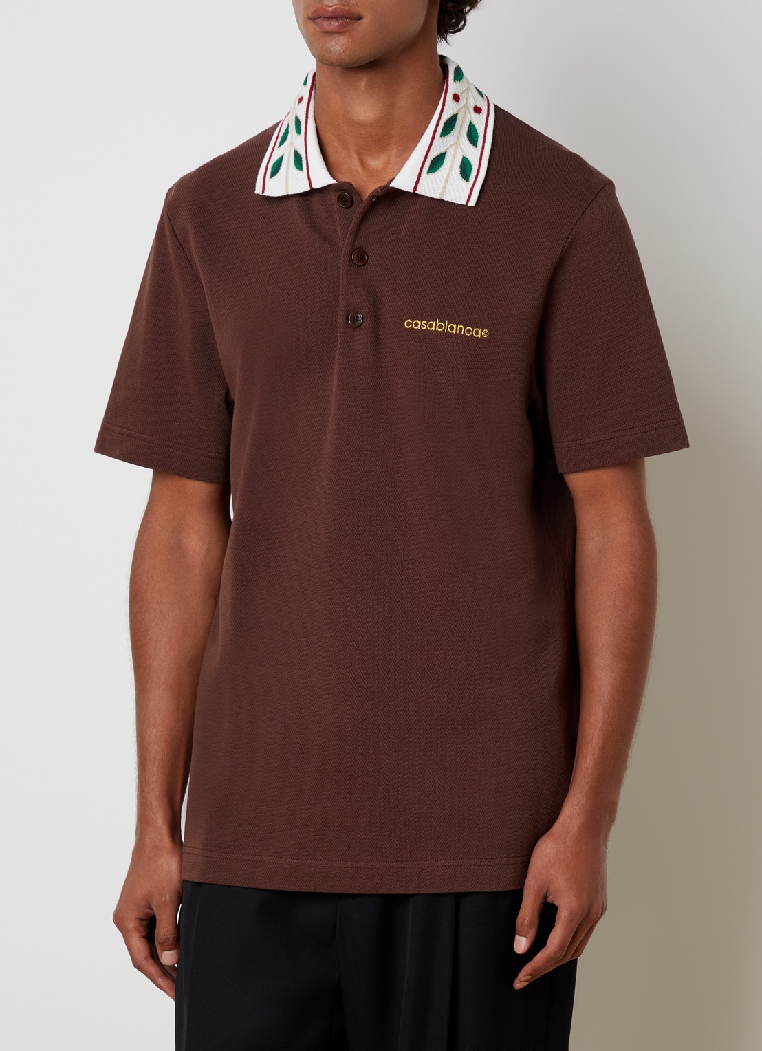 Casablanca Laurel regular fit polo met logo - detail bruin