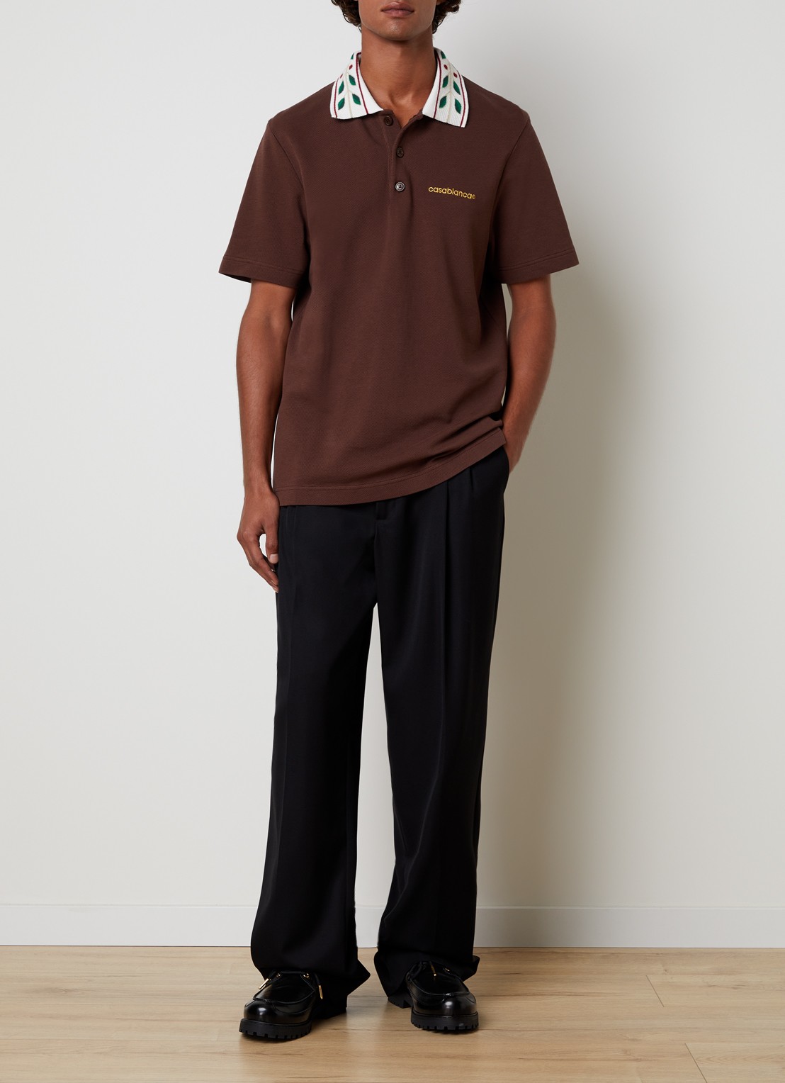 Casablanca Laurel regular fit polo met logo - voorkant 5 bruin