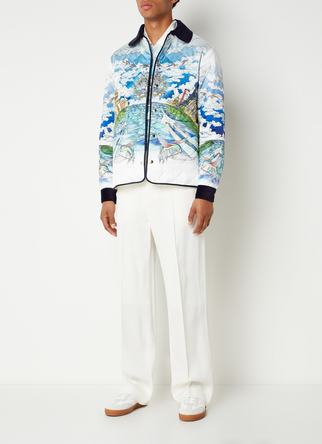 Casablanca Le Vol Ideal jack met print en quilt patroon - voorkant 5 lichtblauw