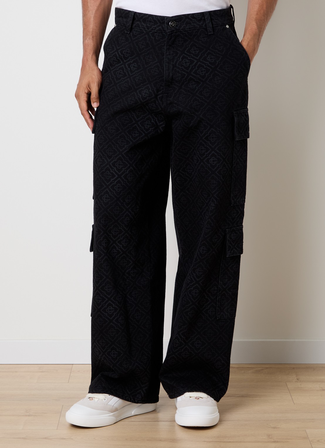 Casablanca Loose fit jeans met logoprint - detail zwart