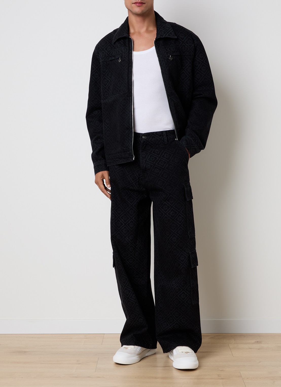 Casablanca Loose fit jeans met logoprint - voorkant 5 zwart