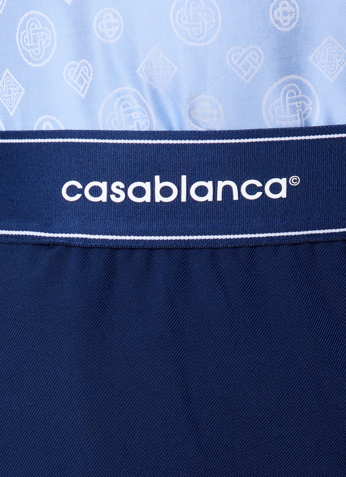Casablanca Loose fit korte broek in wolblend met logoband - detail 2 donkerblauw