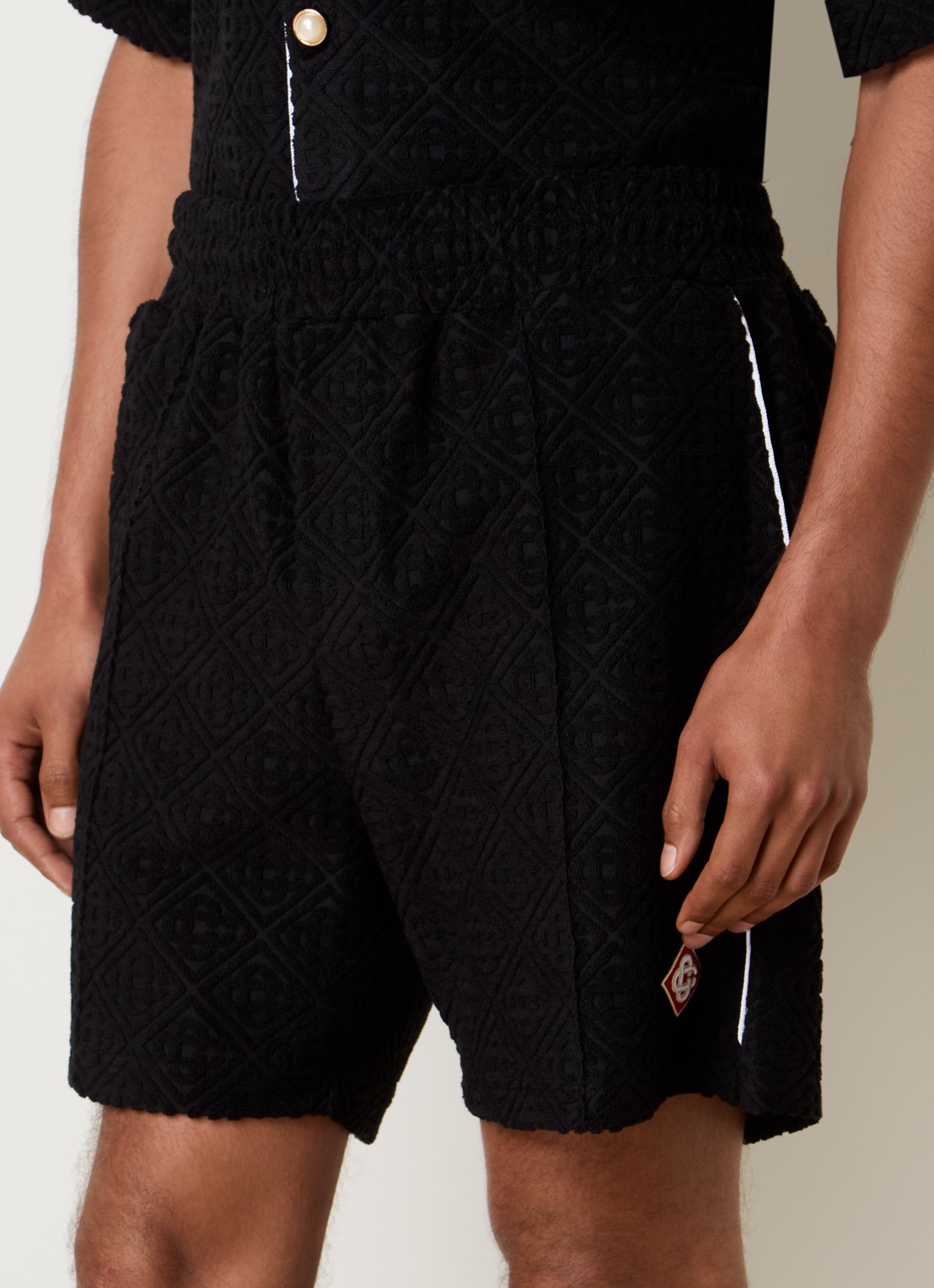 Casablanca Loose fit korte broek van badstof - detail 2 zwart