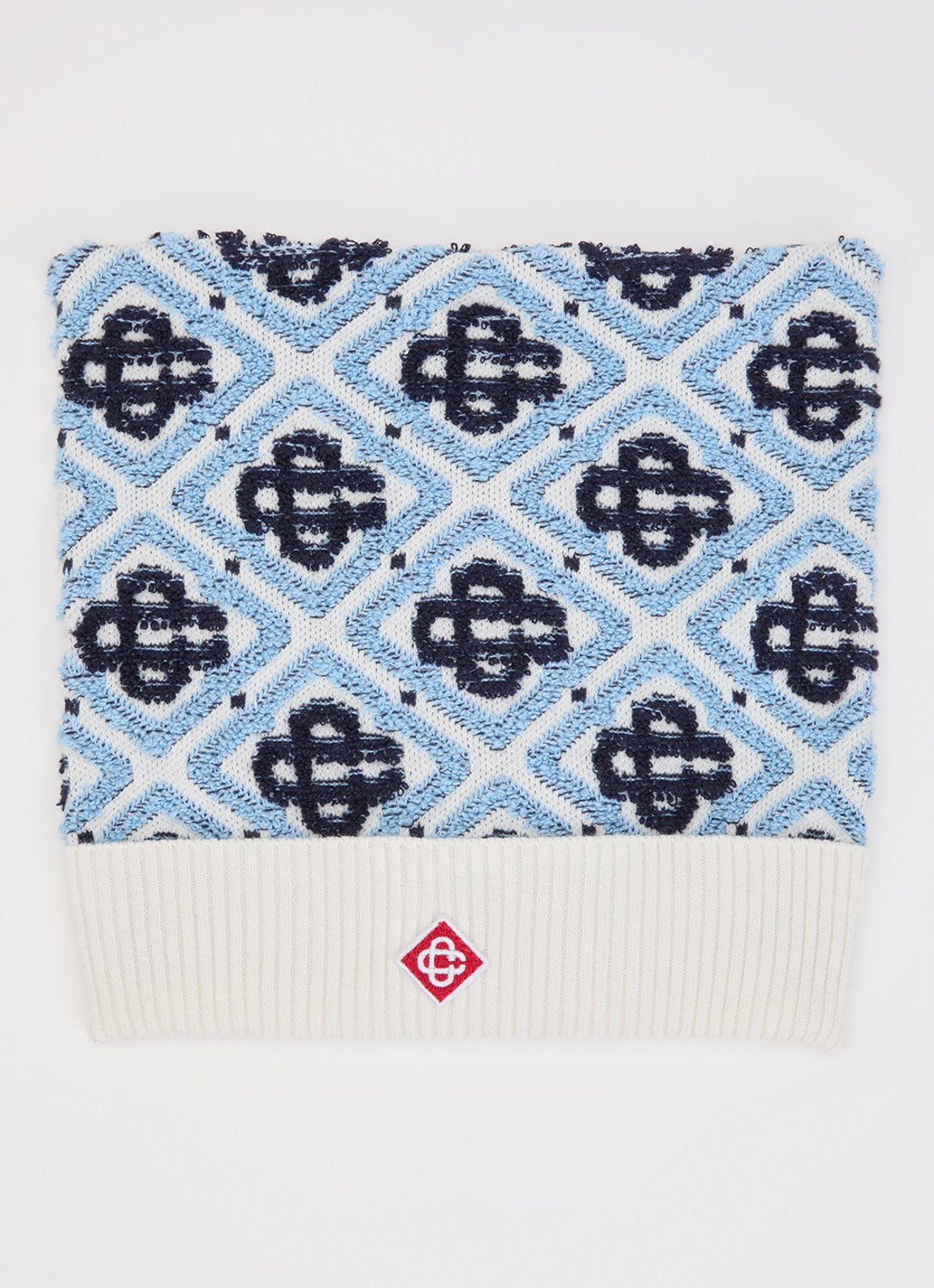 Casablanca Monogram muts in wolblend met logoprint - voorkant lichtblauw