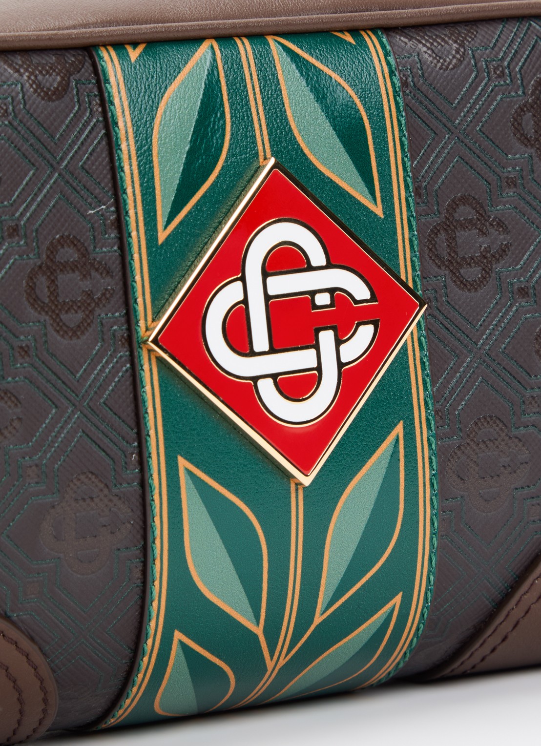 Casablanca Monogram schoudertas van canvas met logoprint  - detail 3 donkerbruin