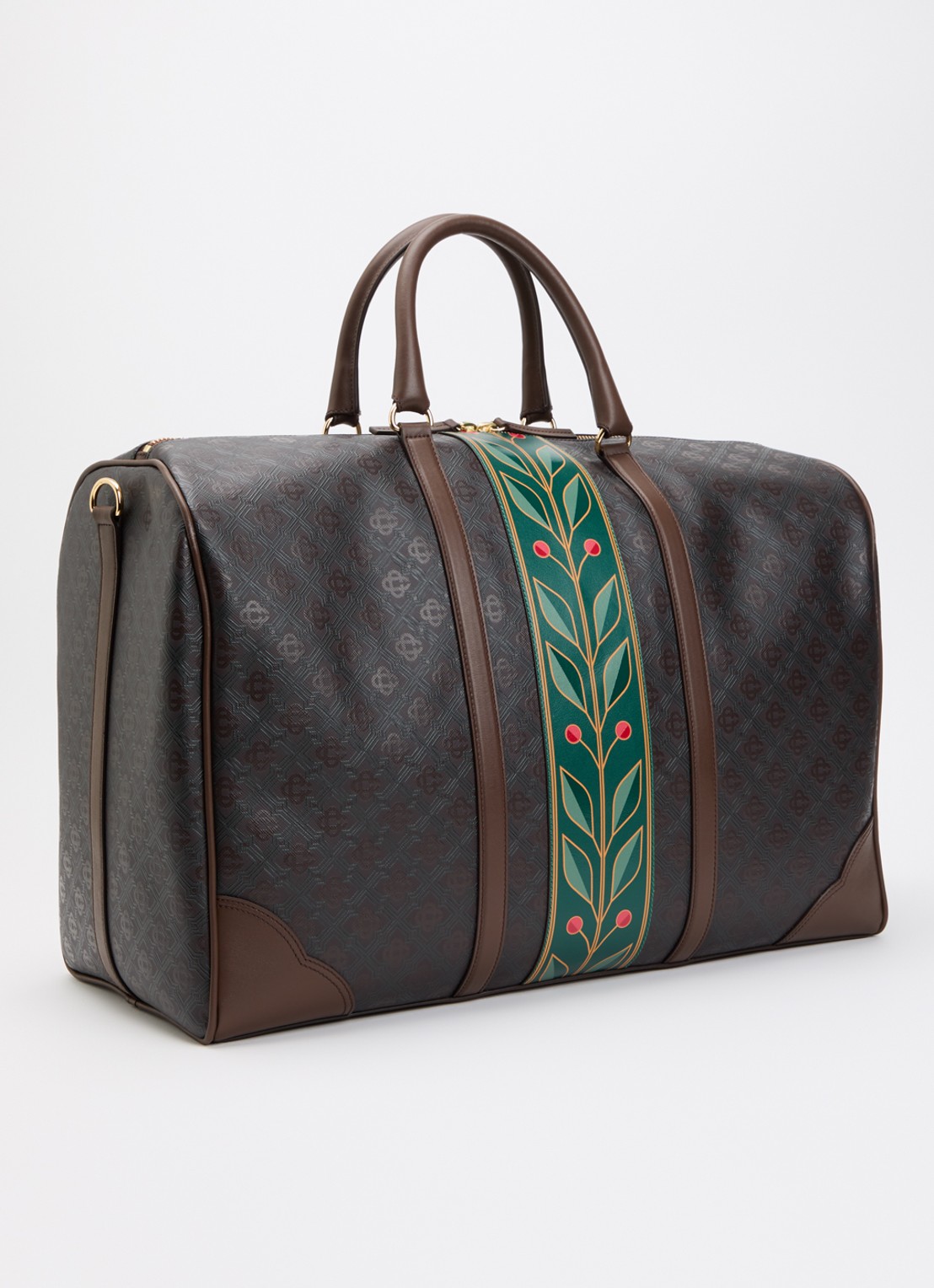 Casablanca Monogram weekendtas van kalfsleer met logoprint  - achterkant donkerbruin